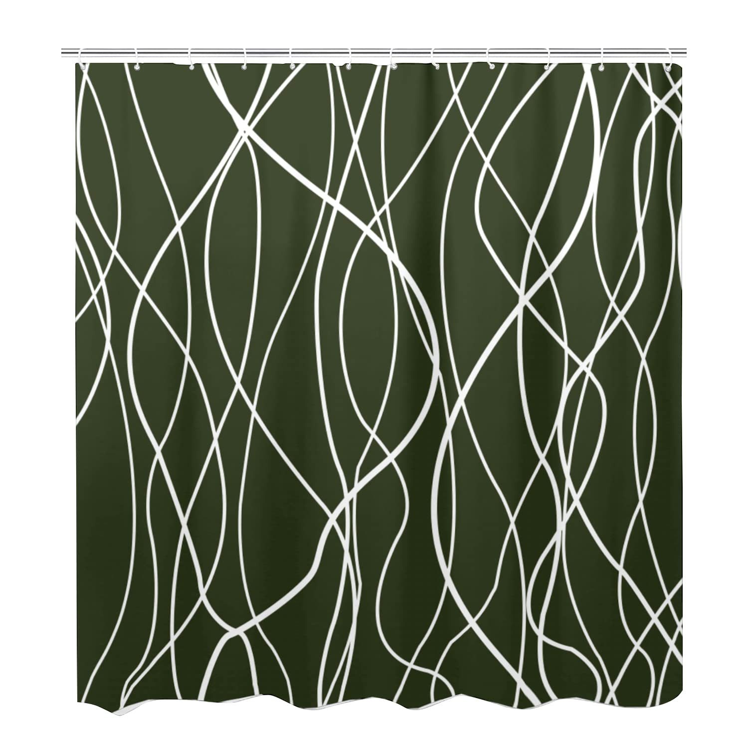M&W DAS DESIGN Duschvorhang vertikale Wellenlinien dunkel grün