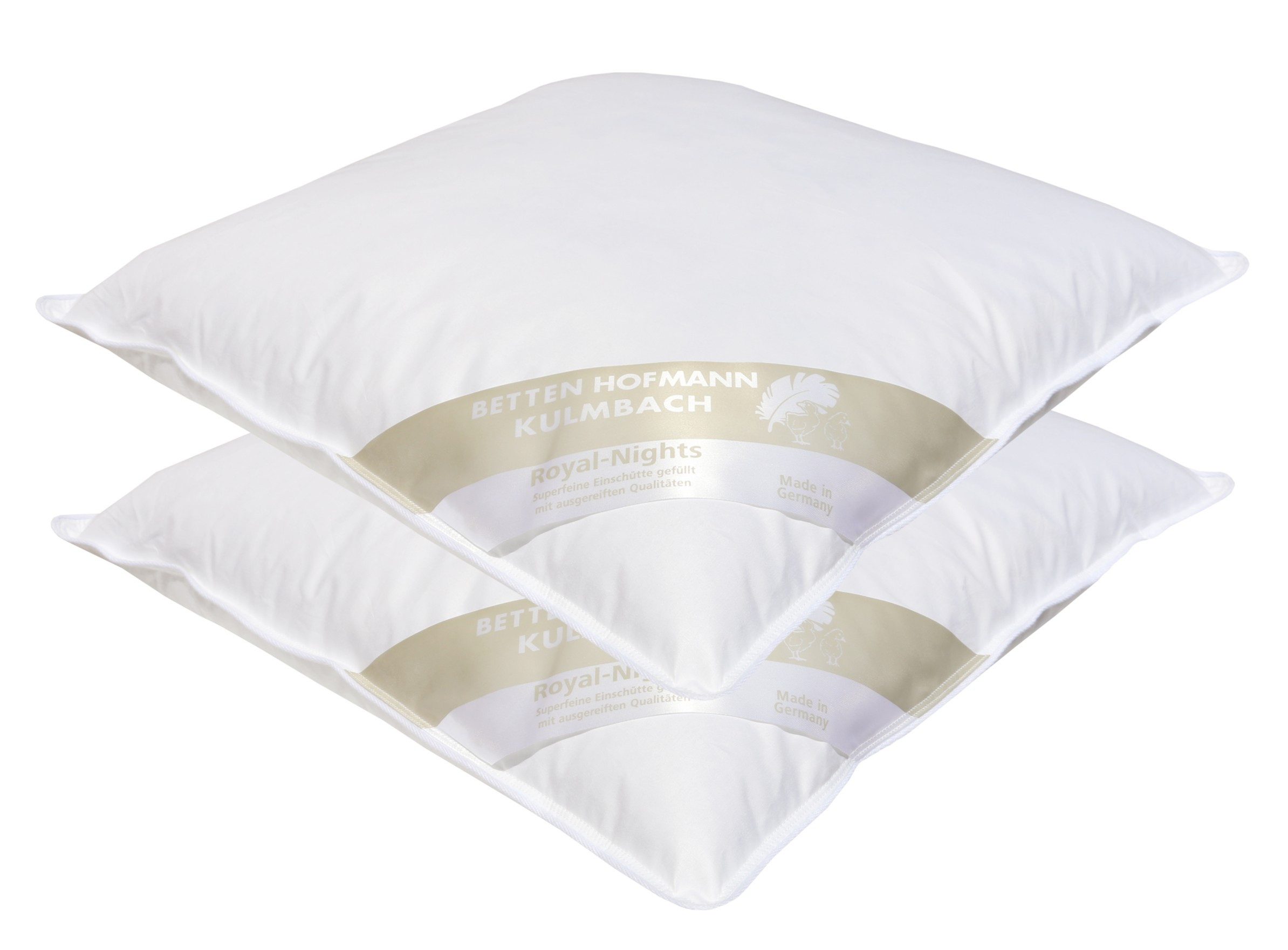Betten Hofmann Kopfkissen 2 Stück Betten Hofmann Pusta Kopfkissen 45x45 cm 30% Daunen 250 g, Füllung: 70% Federn, 30% Daunen, Bezug: 100% Baumwolle, Seitenschläfer, Rückenschläfer, 2-tlg., weich und unterstützend, made in Germany, allergikergeeignet