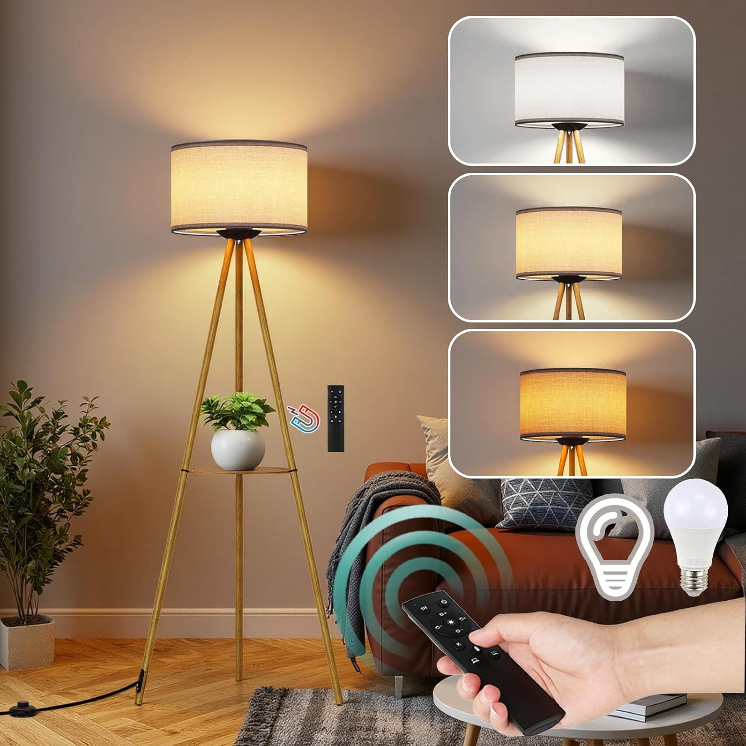 TLGREEN Stehlampe Dimmbar mit Fernbedienung & Ablage, 3 Farbtemperaturen, T günstig online kaufen