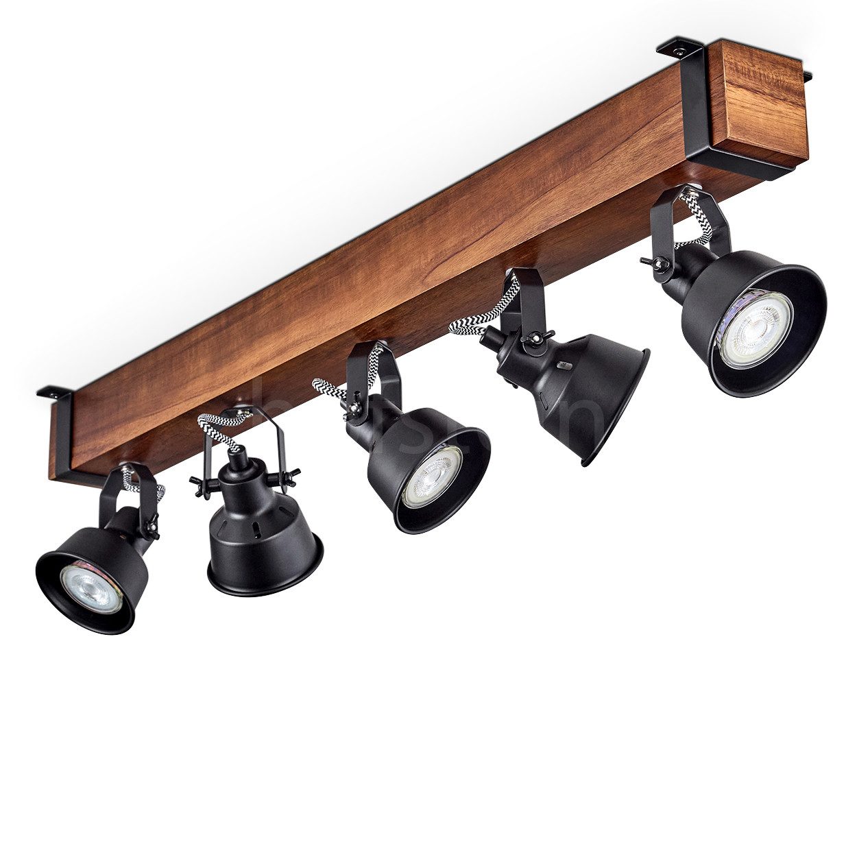 hofstein Deckenleuchte moderne Deckenlampe aus Metall/Holz in Schwarz/Dunke günstig online kaufen
