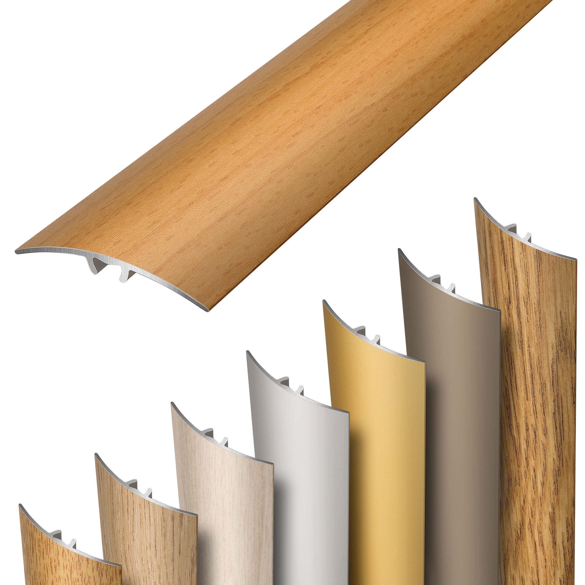 Dalsys Übergangsprofil selbstklebend, zum Stecken und verbinden (93cm x 30mm in der Farbe Buche, 1-St), aus Aluminium, Boden Übergangsleiste Höhenausgleich