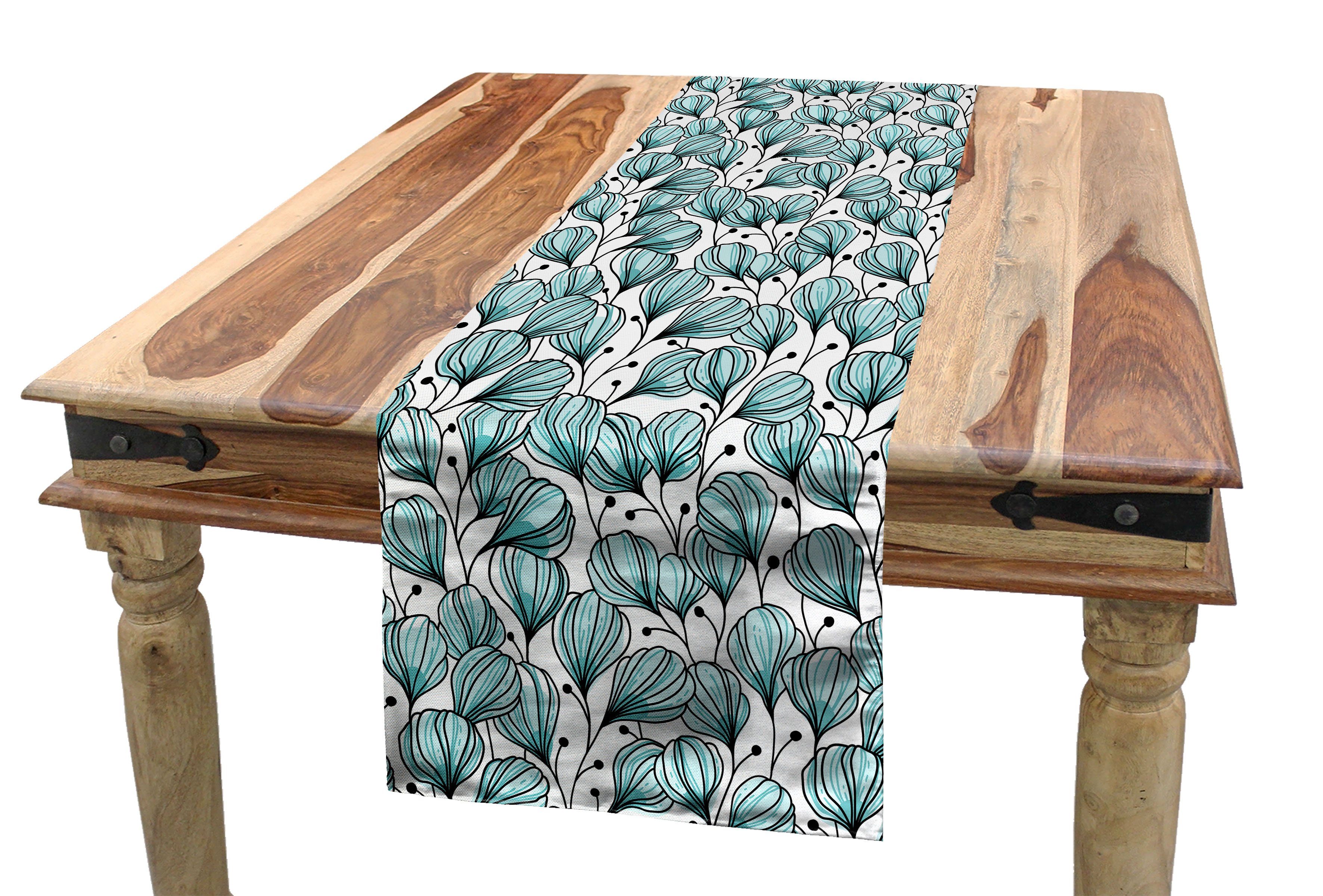 Tischläufer, Abakuhaus Tischläufer Esszimmer Küche Dekorativer Rechteckiger Gartenpflanzen Doodle Blumen