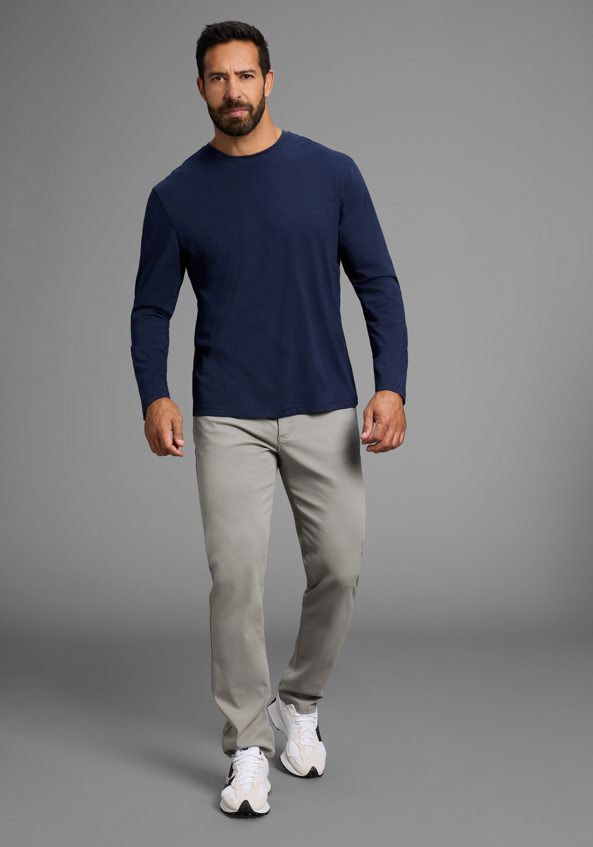 Man's World Langarmshirt neue Farbe ! (3er-Pack) Langarm, unifarben, aus Baumwolle, im 3er-Pack – Bild 5 von 5
