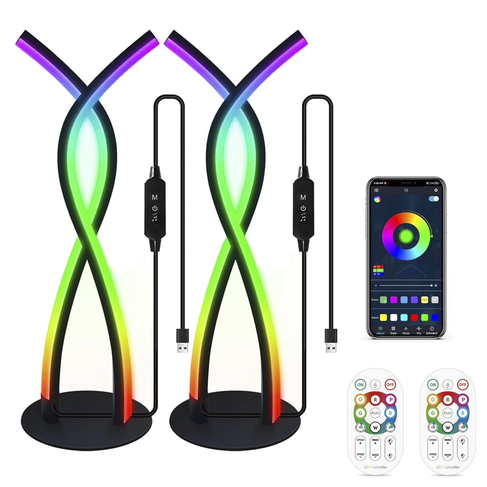 BlingBin LED Nachttischlampe Atmosphäre Tischleuchte RGBIC günstig online kaufen