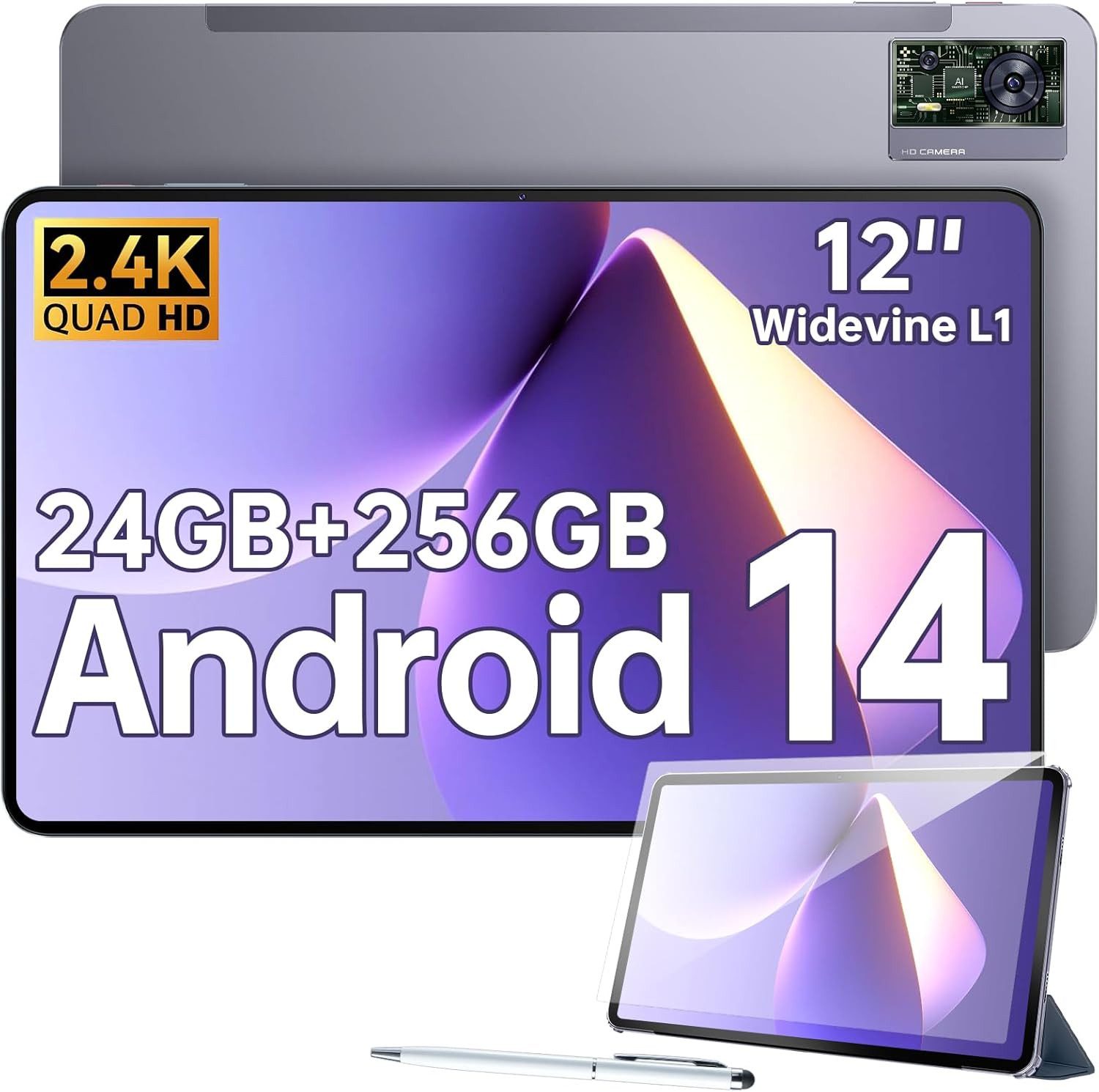 OUKITEL 8250mAh Akku Octa-Core, 16MP Kamera 5G WiFi/TÜV/GPS Tablet (12", 256 GB, Android 14, 4G LTE/ 5G WiFi, mit leistungsstarkem Design, langer Akkulaufzeit und Top-Kamera)