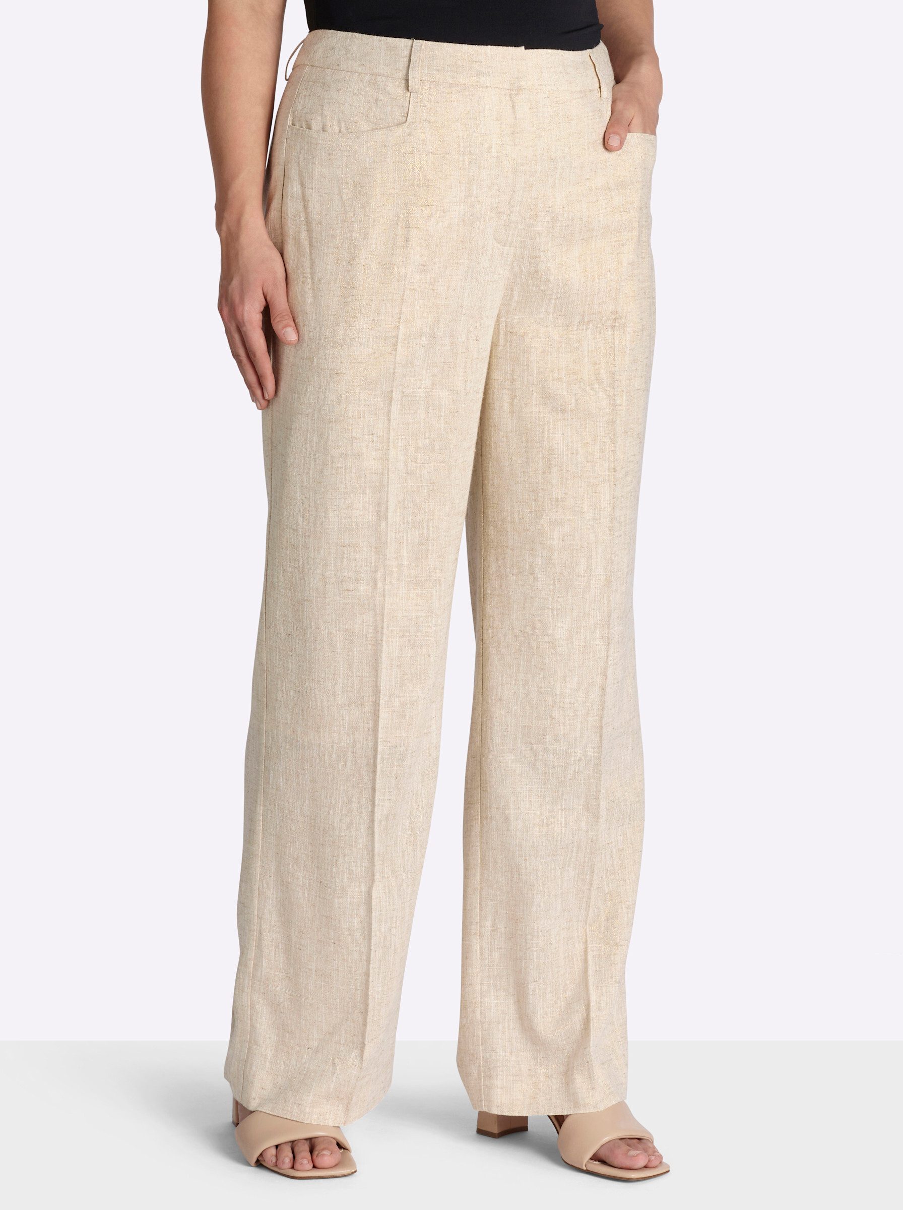 Sheego Jerseyhose Leinen-Hose erhöht