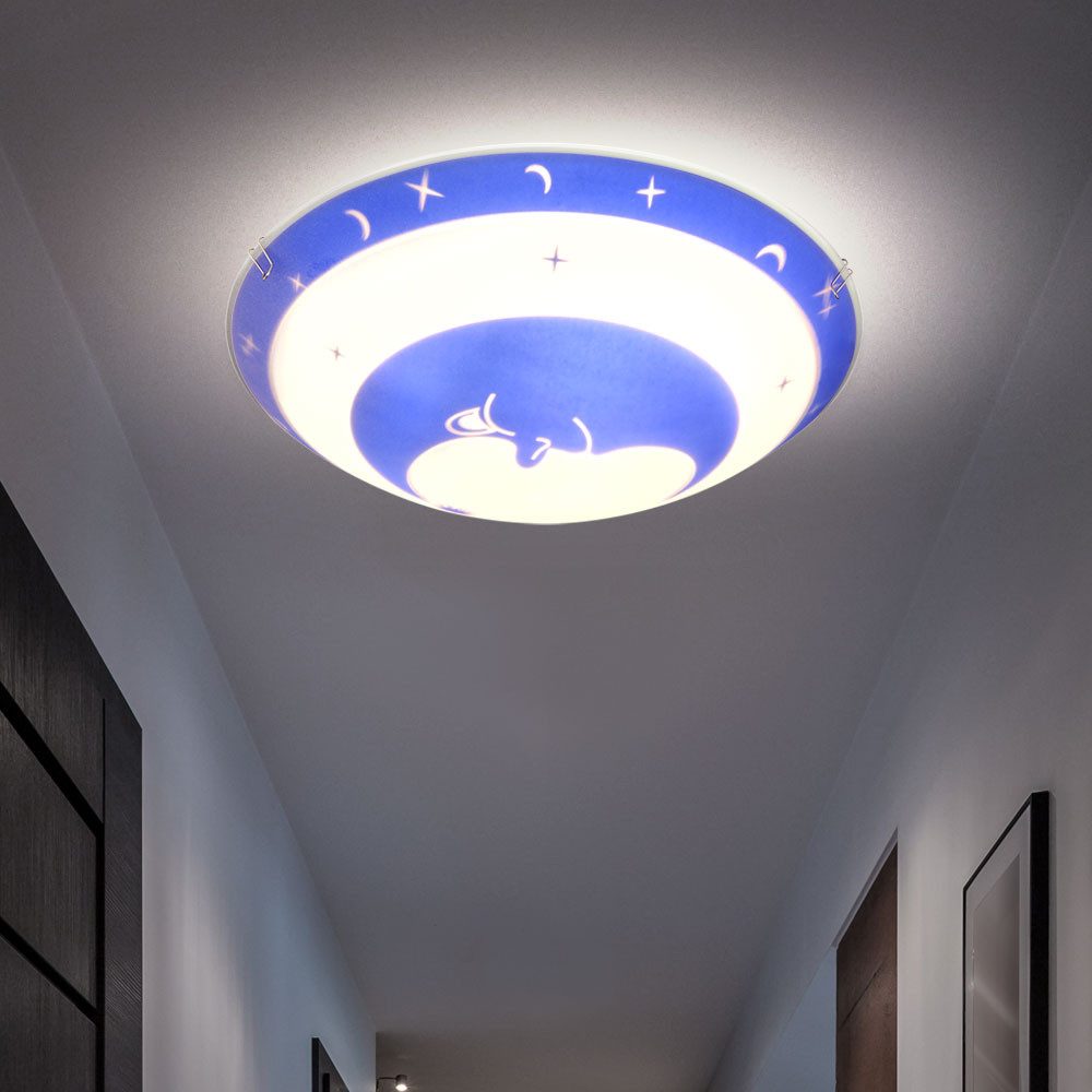 etc-shop Dekolicht, Leuchtmittel nicht inklusive, Deckenleuchte Kinderzimmer Glas Kinder Schlafzimmerleuchte Sterne Baby