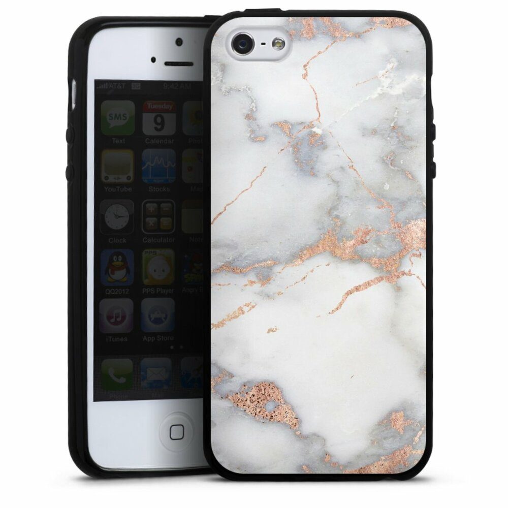 DeinDesign Handyhülle Gold Marmor Glitzer Look White and Golden Marble Look, Apple iPhone 5 Silikon Hülle Bumper Case Handy Schutzhülle