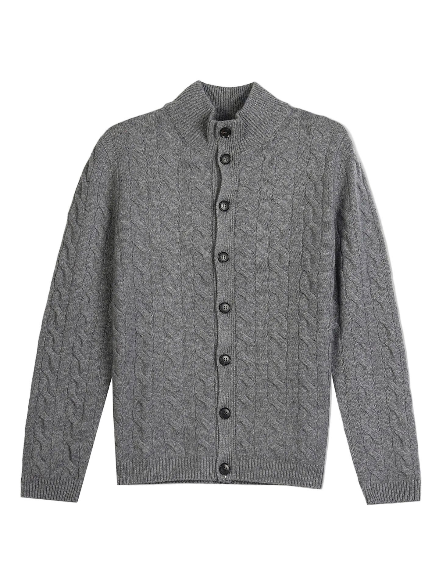GOBI Cashmere Cardigan Kaschmir-Strickjacke mit Zopfmuster und hohem Kragen