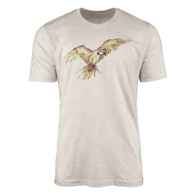 Sinus Art T-Shirt Herren Shirt Organic T-Shirt Aquarell Motiv Papagei Bio-Baumwolle Ökomode Nachhaltig Farbe (1-tlg)