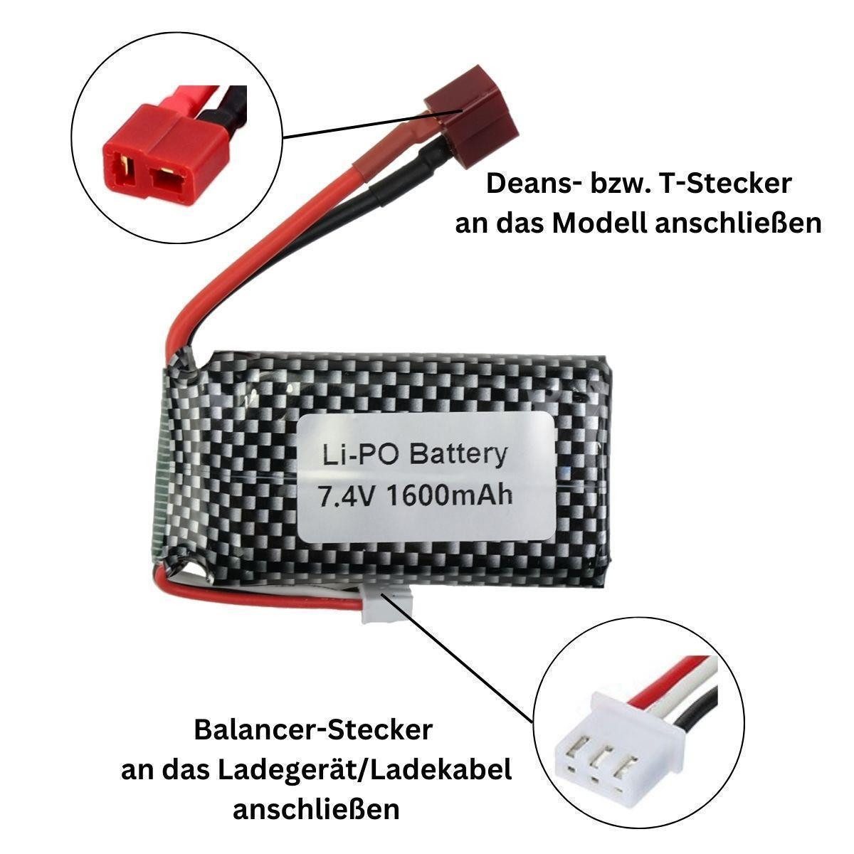 efaso Spielfahrzeug-Erweiterung LIPO Akku 7,4V 1600mAh Deans Stecker für XL günstig online kaufen