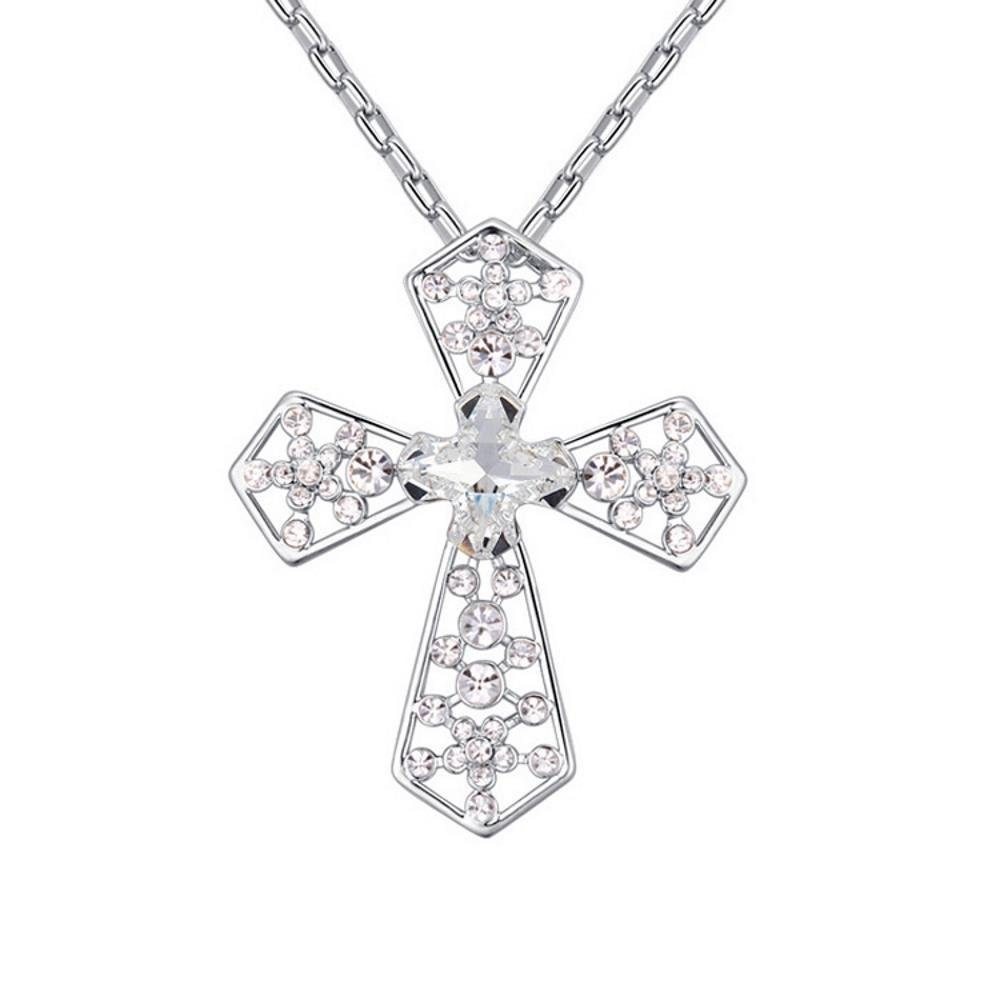 BUNGSA Ketten-Set Kette Kreuz Silber aus Messing Damen (1-tlg), Halskette Necklace