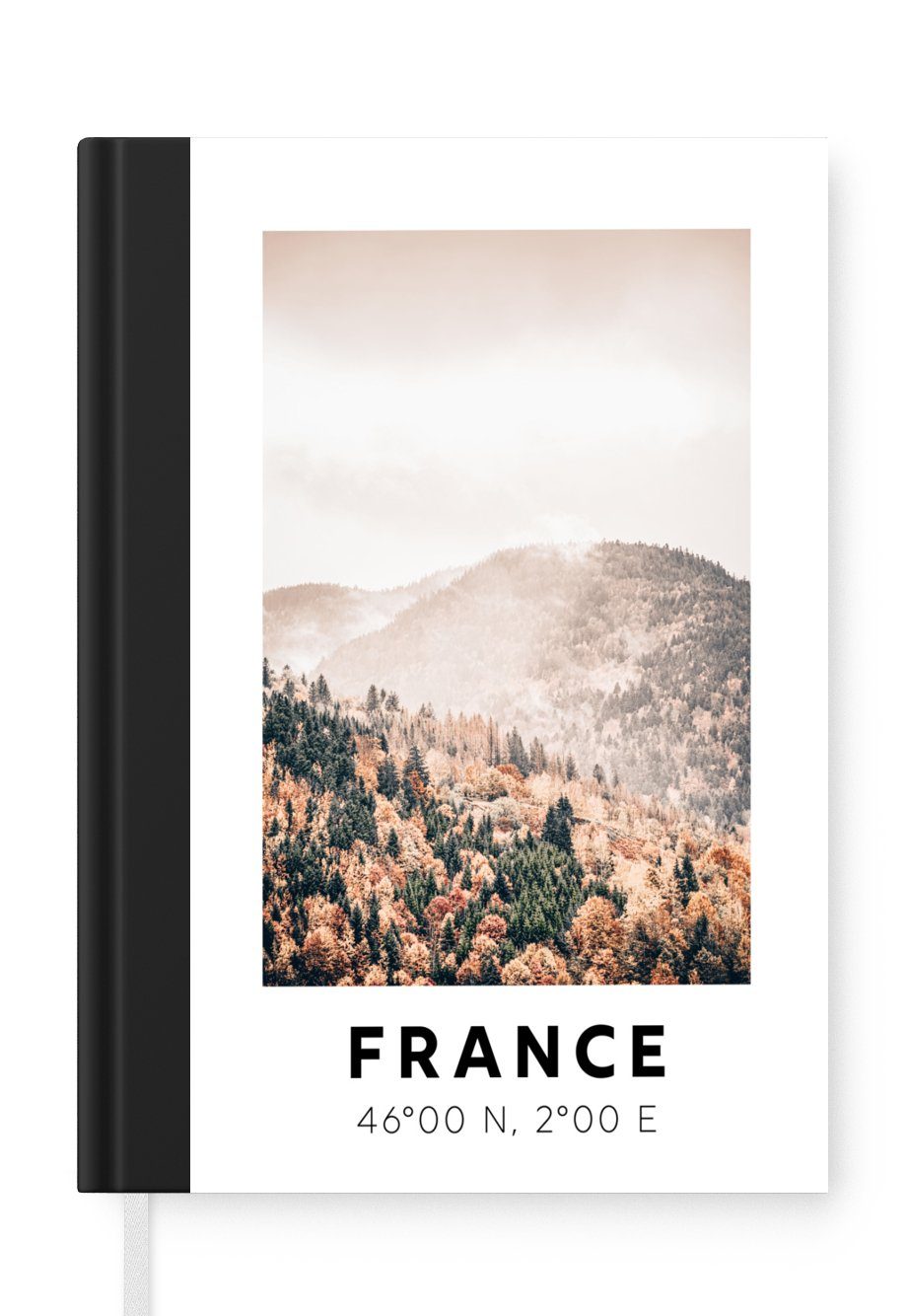 MuchoWow Notizbuch Frankreich - Wald - Herbst - Berge, Journal, Merkzettel, Tagebuch, Notizheft, A5, 98 Seiten, Haushaltsbuch