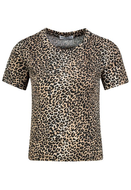 Fresh Made T-Shirt Damen Shirt mit Leopardenprint kurzarm, Rundhals, mit co günstig online kaufen