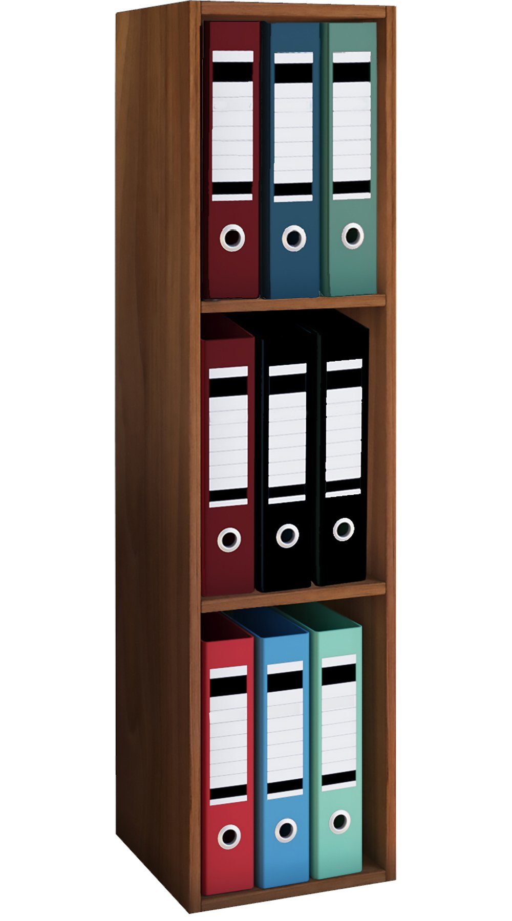 VCM Standregal Offas B. 34 x T. 30 x H. 107 cm, Offener Stauraum für Ordner, Akten und Bücher, 3 Fächer, Holzwerkstoff