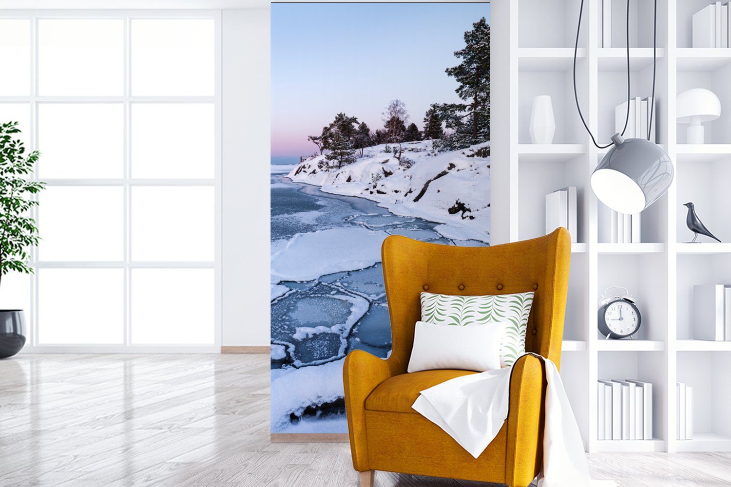 Meer bedruckt, Fototapete - - Fototapete Schlafzimmer Matt, für (2 St), MuchoWow Wohnzimmer Vliestapete Küche, Eis Schnee,