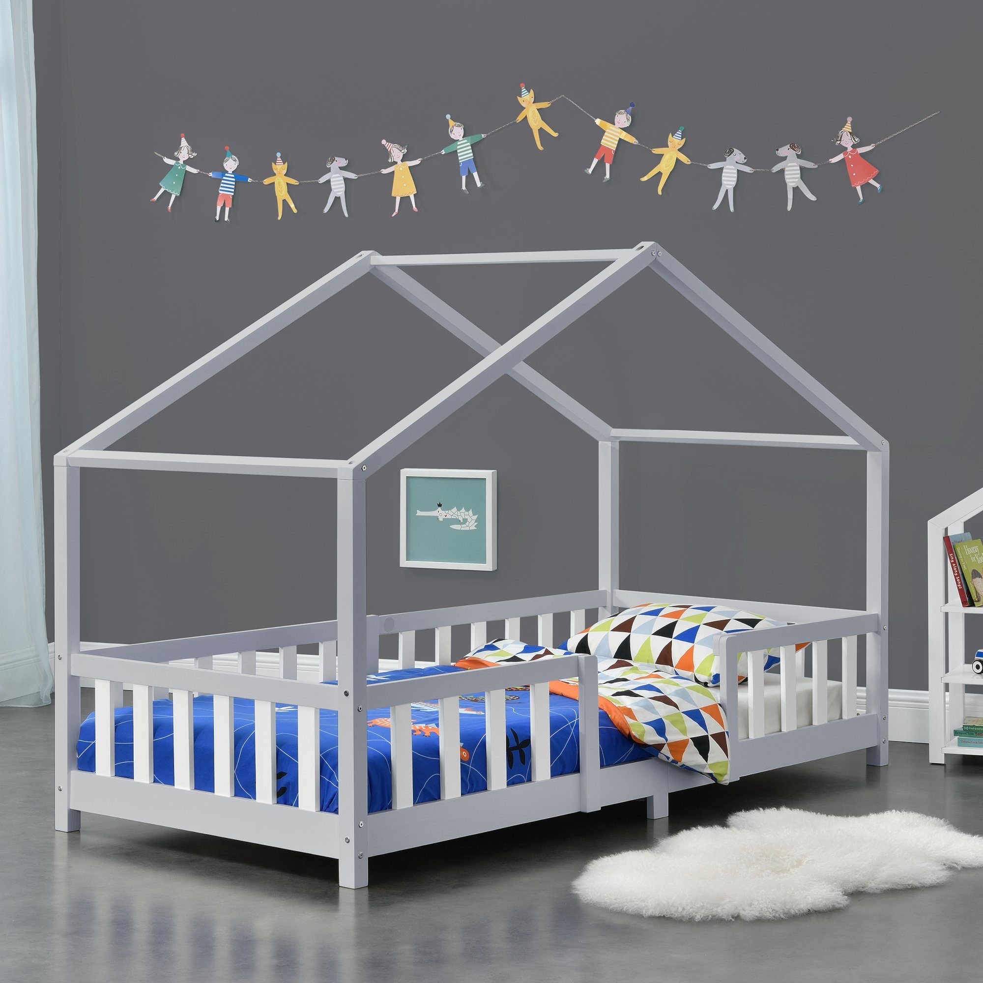 en.casa Kinderbett, »Treviolo« Haus-Optik mit Rausfallschutz günstig online kaufen