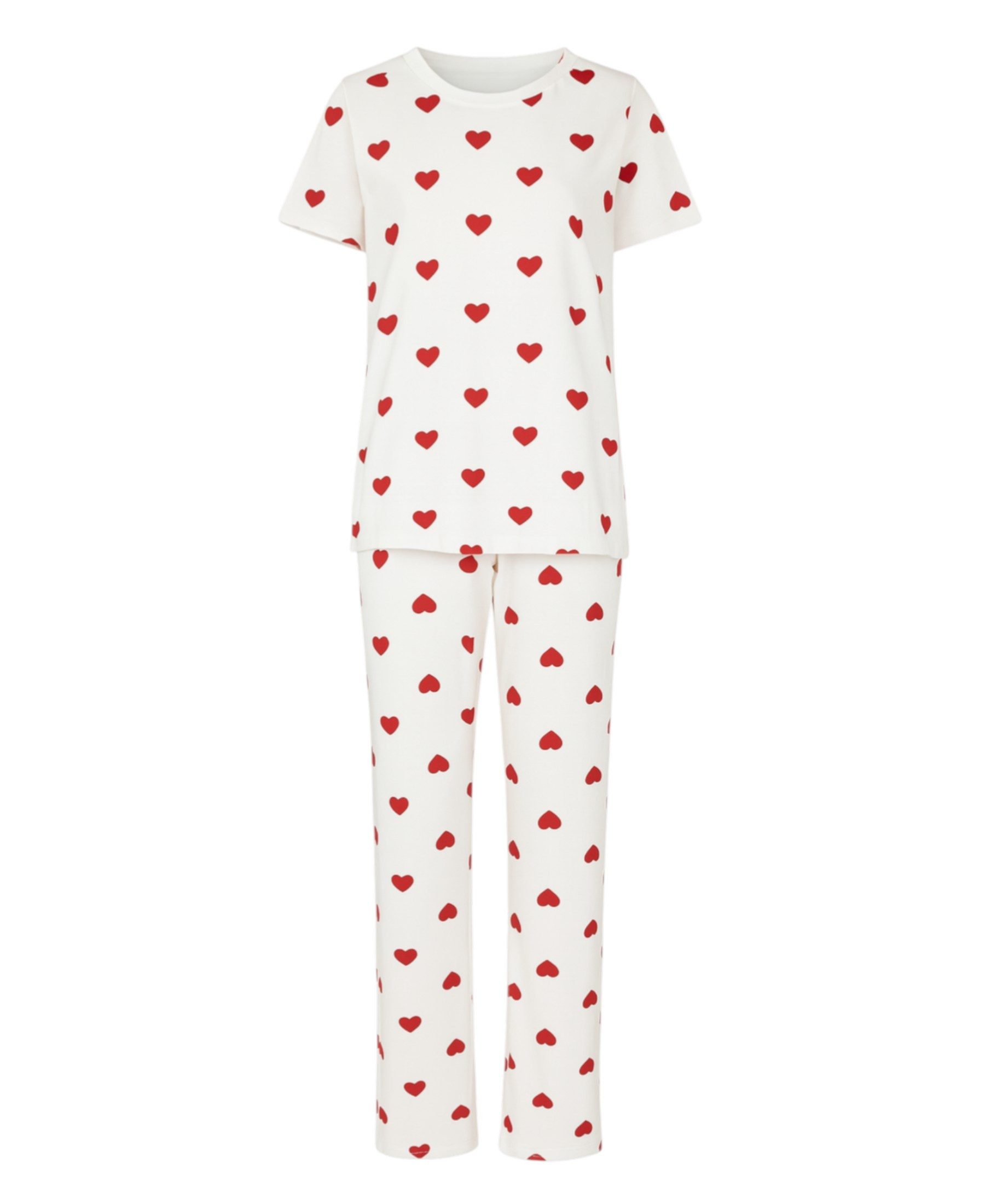 fashionshowcase Pyjama Damen Zweiteiler mit Herzmuster – Kurzarmshirt & Hos günstig online kaufen