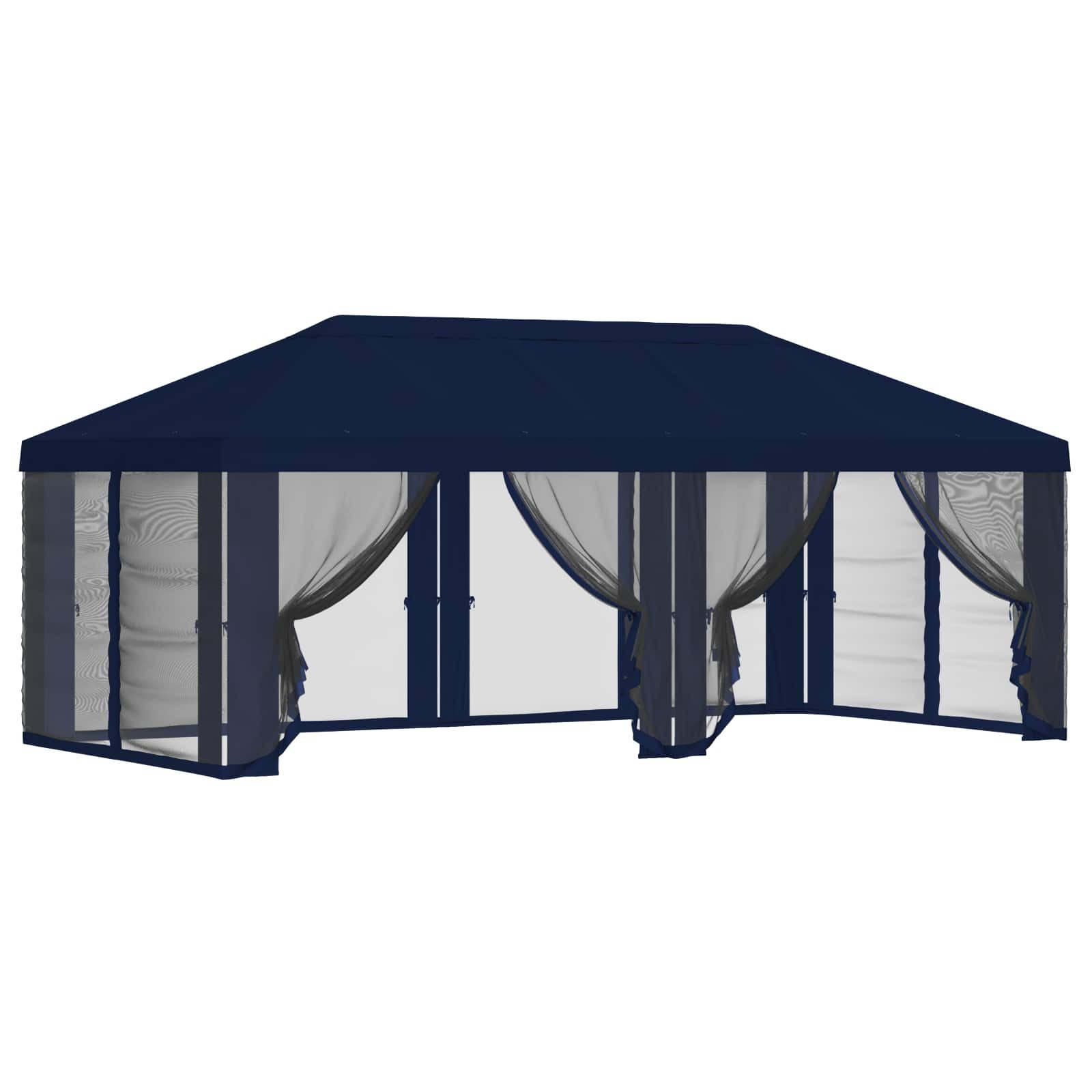 vidaXL Pavillon 6 x 3 m Pavillon Dach mit Seitenwänden 6x3 m Blau Polyester 190