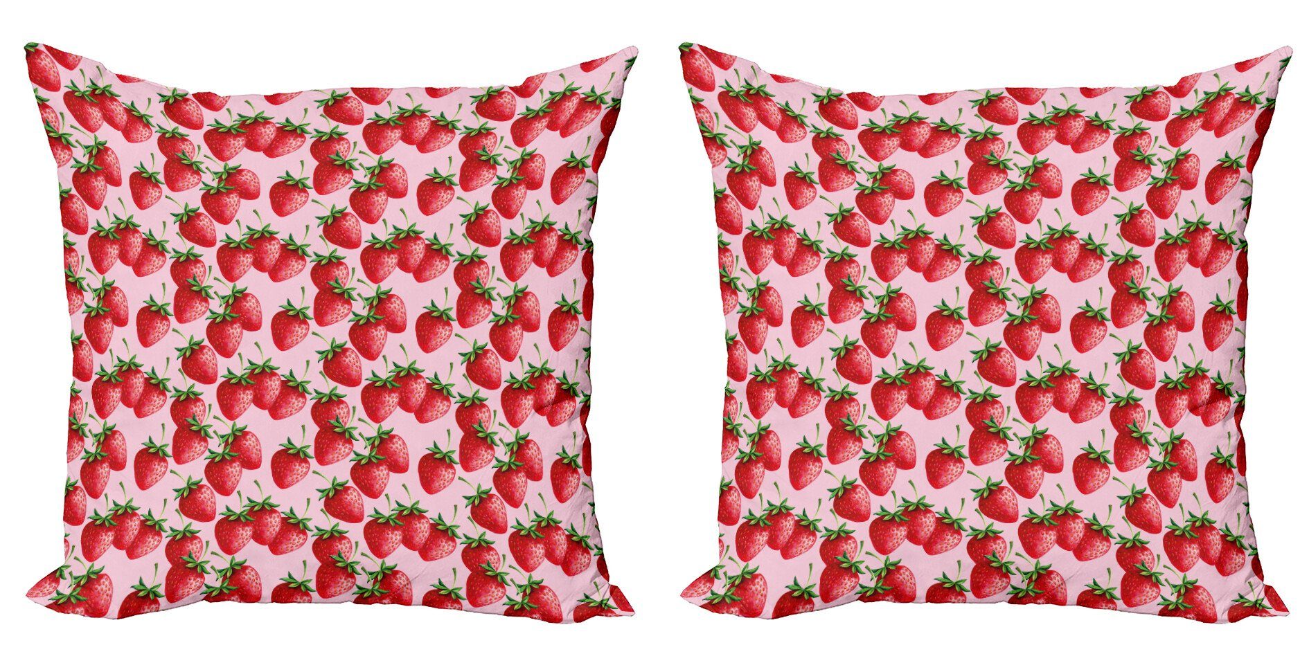 Kissenbezüge Modern Accent Saftige rot (2 Stück), Erdbeeren Digitaldruck, Doppelseitiger Obst Abakuhaus