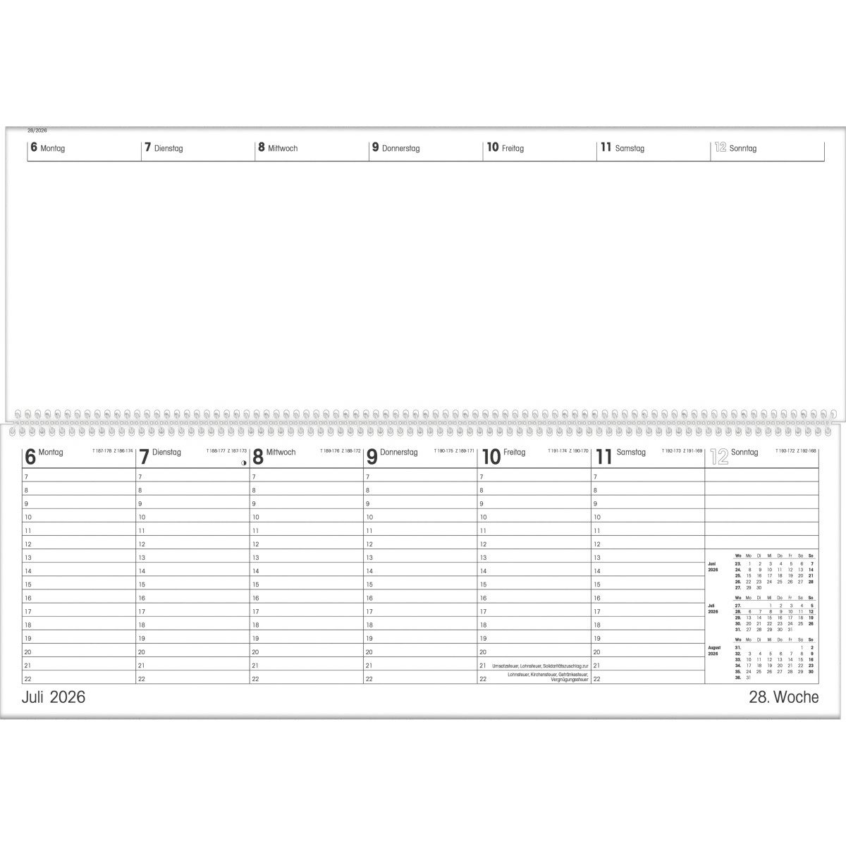 ZETTLER Schreibtischkalender Schreibtischquerkalender Giganta XXL 42,2x14,8cm RC Kalendarium 2026