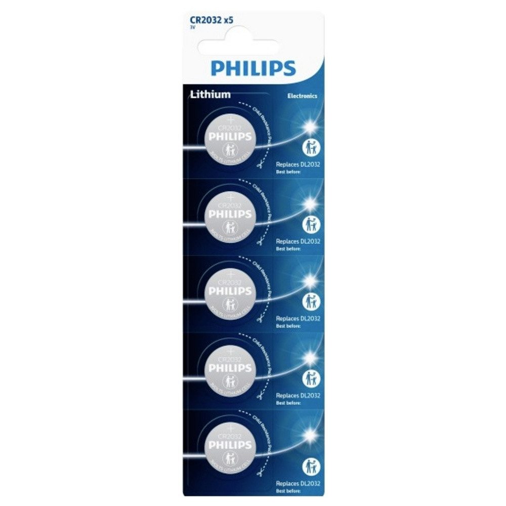 Philips Philips Knopfzelle CR2032 3 V 5 St. Lithium Minicells Knopfzelle