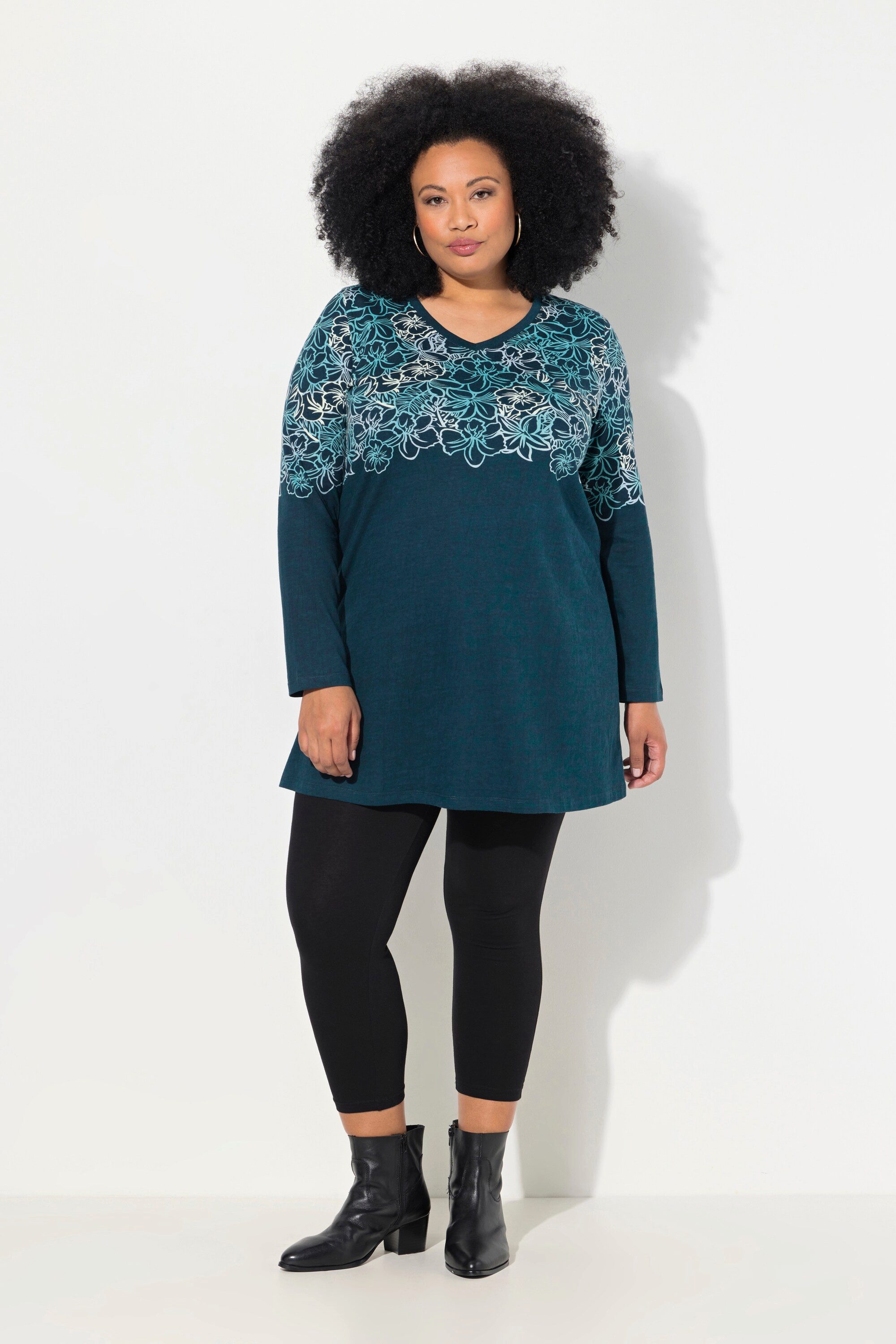 Ulla Popken Longshirt Longshirt Motivdruck A-Linie günstig online kaufen