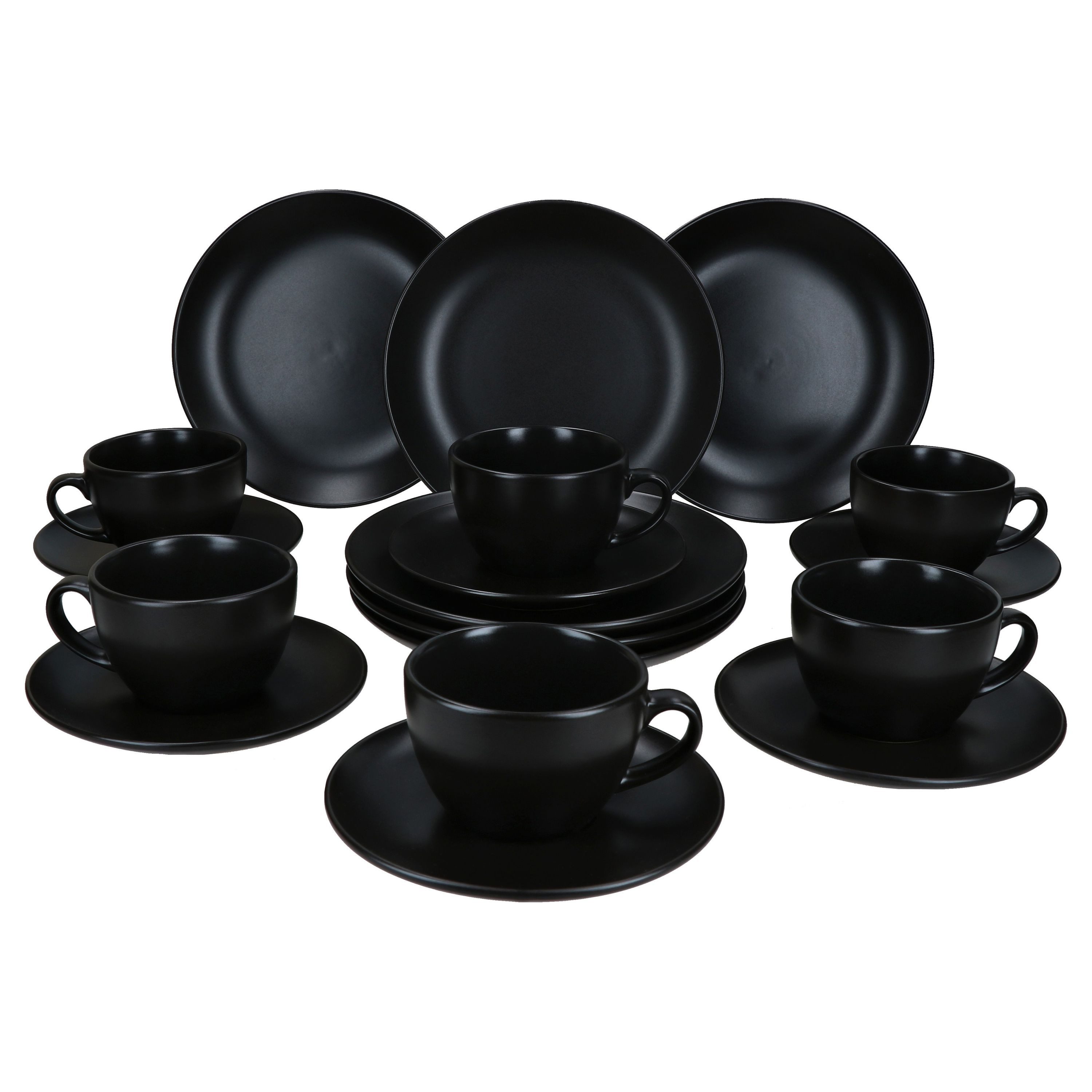 MamboCat Kaffeeservice 18tlg Kaffeeservice Panther schwarz Steingut 6 Personen, Steingut