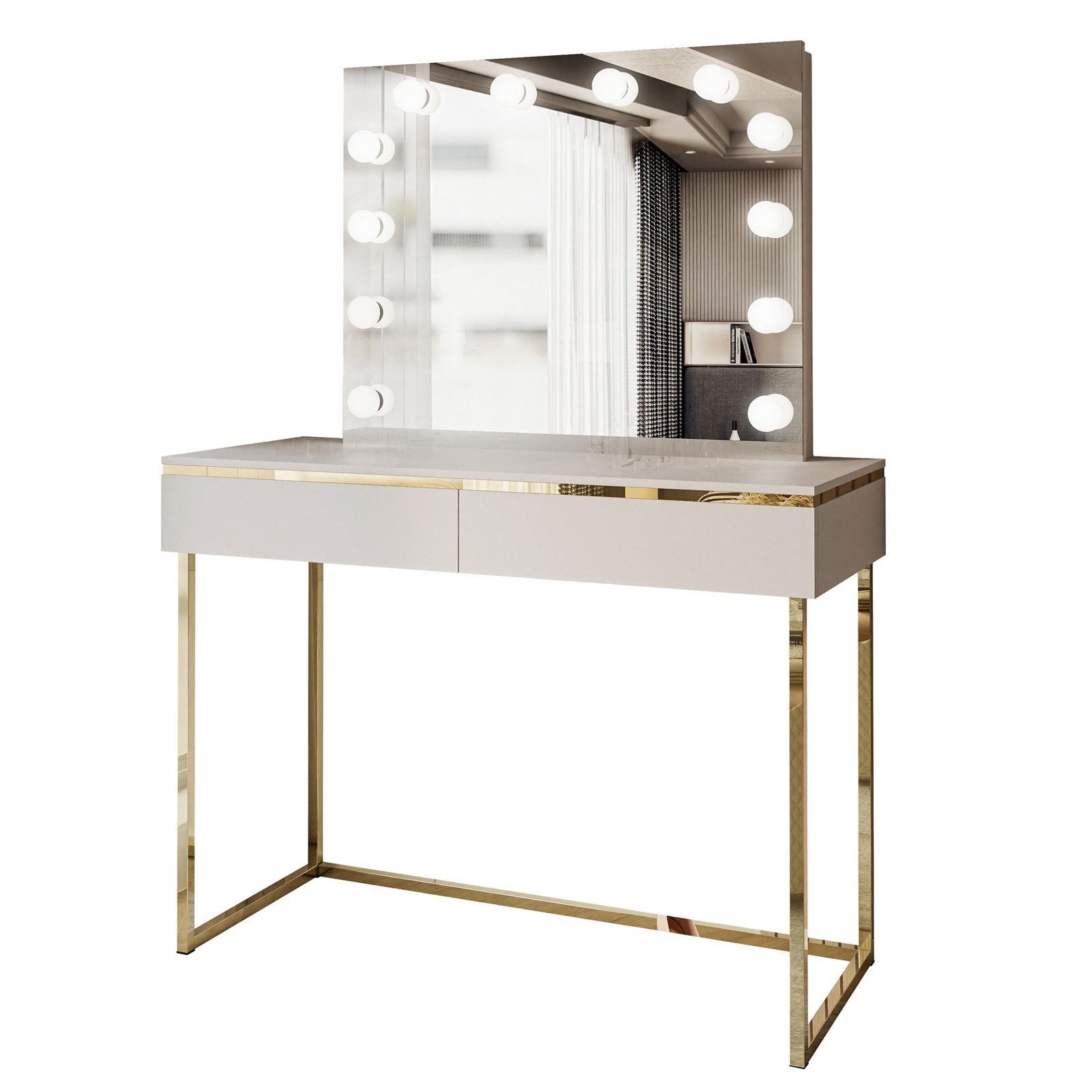 Lookway Schminktisch AURORA GOLD ELITE Kaschmir mit Spiegel günstig online kaufen