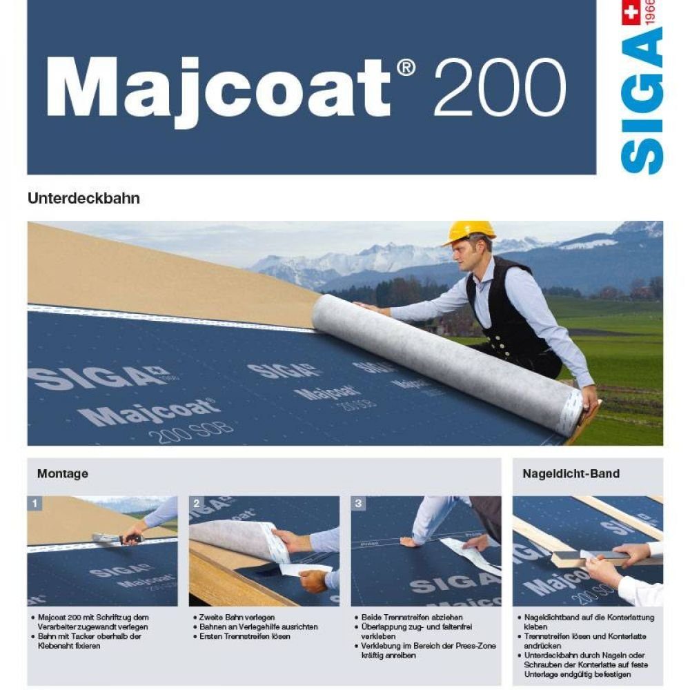 Siga Unterspannbahn Siga Majcoat 200 SOB Unterdeckbahn 1.5 x 50 m