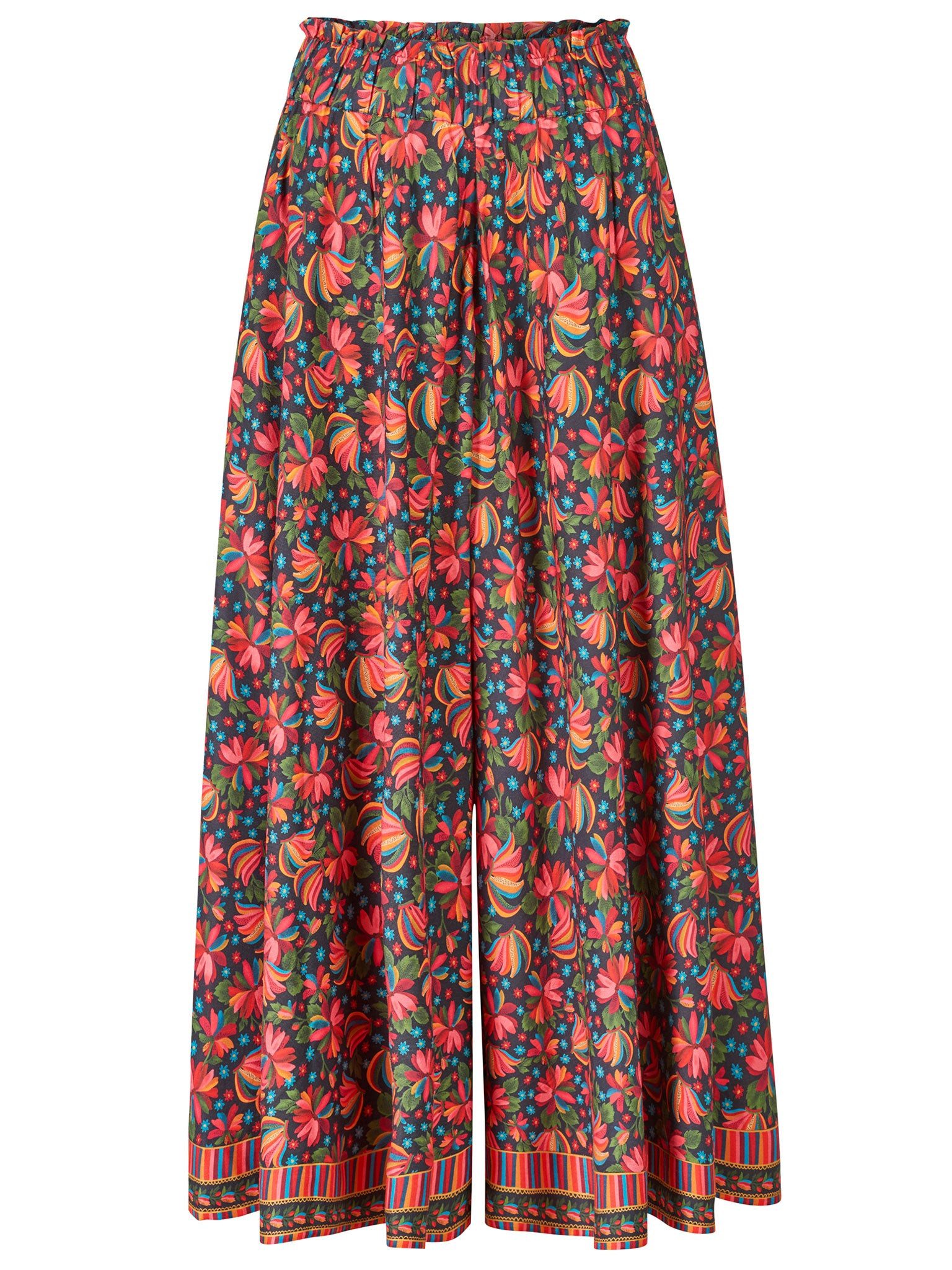 Himalaya Clothing Stoffhose Damen Hosenrock Viskose floral casual elastischer Bund Weit geschnitten mit fließendem Fall und Gummizug-Taille