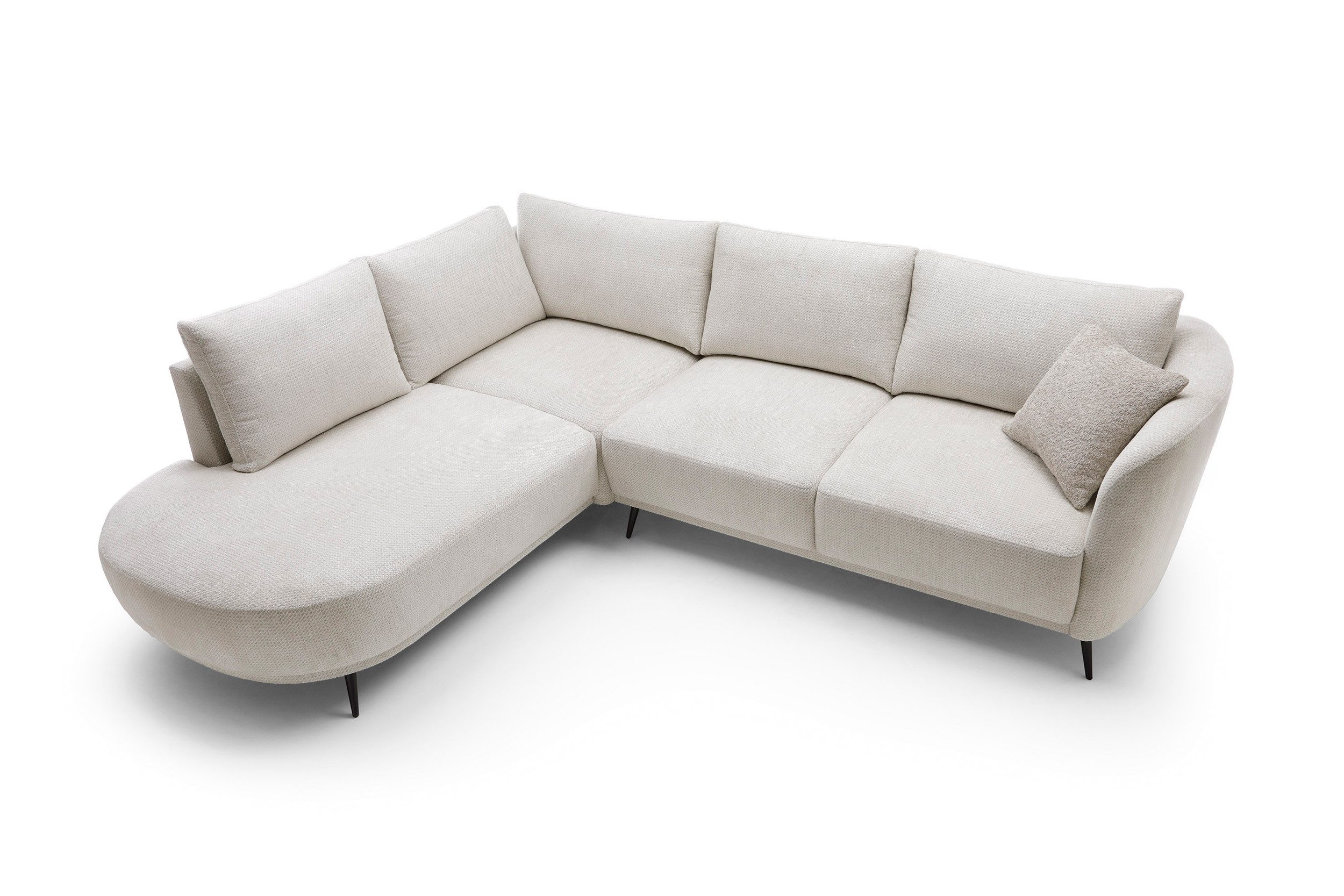 Goldstoff Ecksofa mit Schlaffunktion & Bettkasten - L-Form - Aurora mit Recamiere, Couch mit Bettkasten und Schlaffunktion, Langlebige Materialien, Modernes Design, Pflegeleichter Bezug