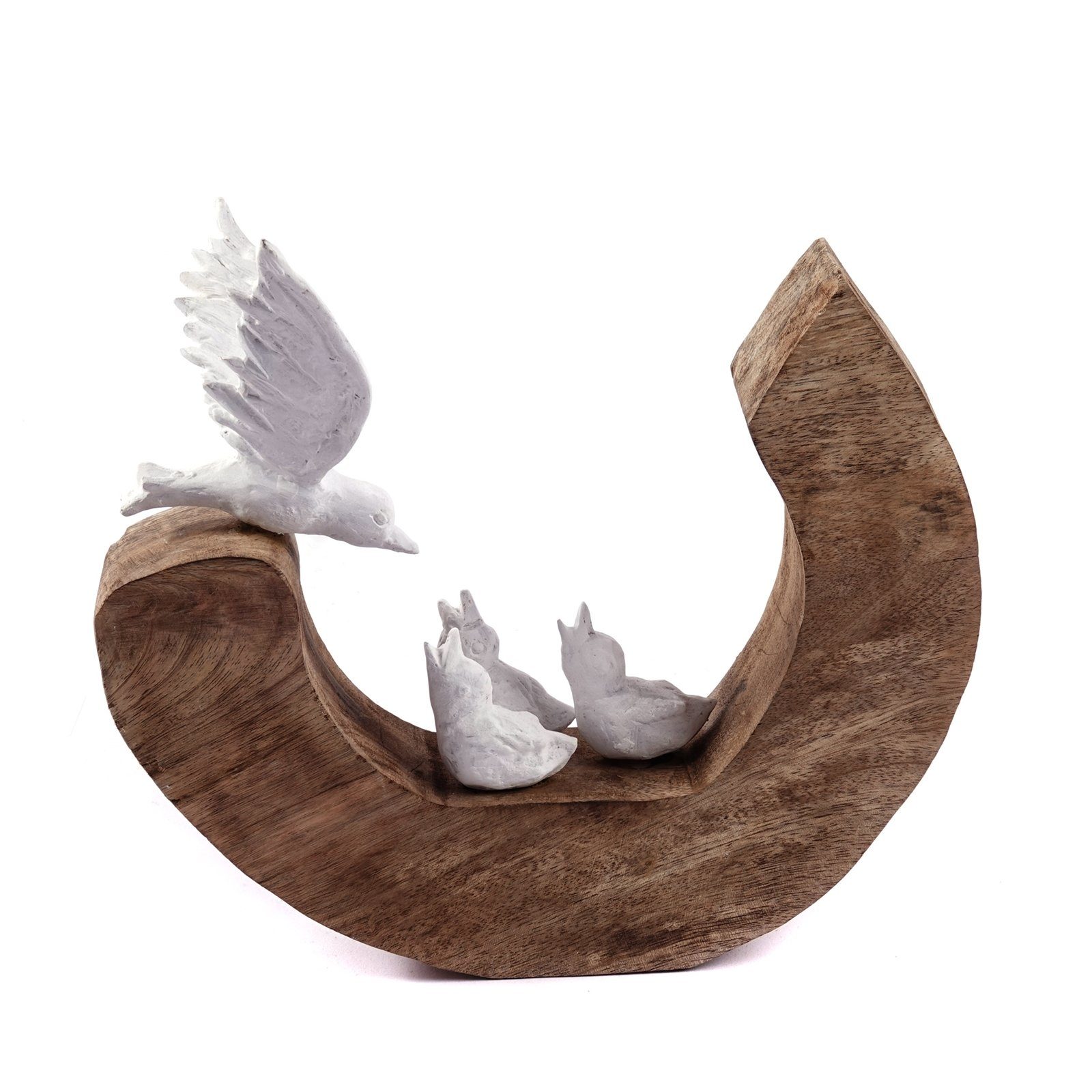 CREEDWOOD Skulptur SKULPTUR "BIRD FAMILY", Mangoholz, 29cm, Vogel Deko Objekt, Figur