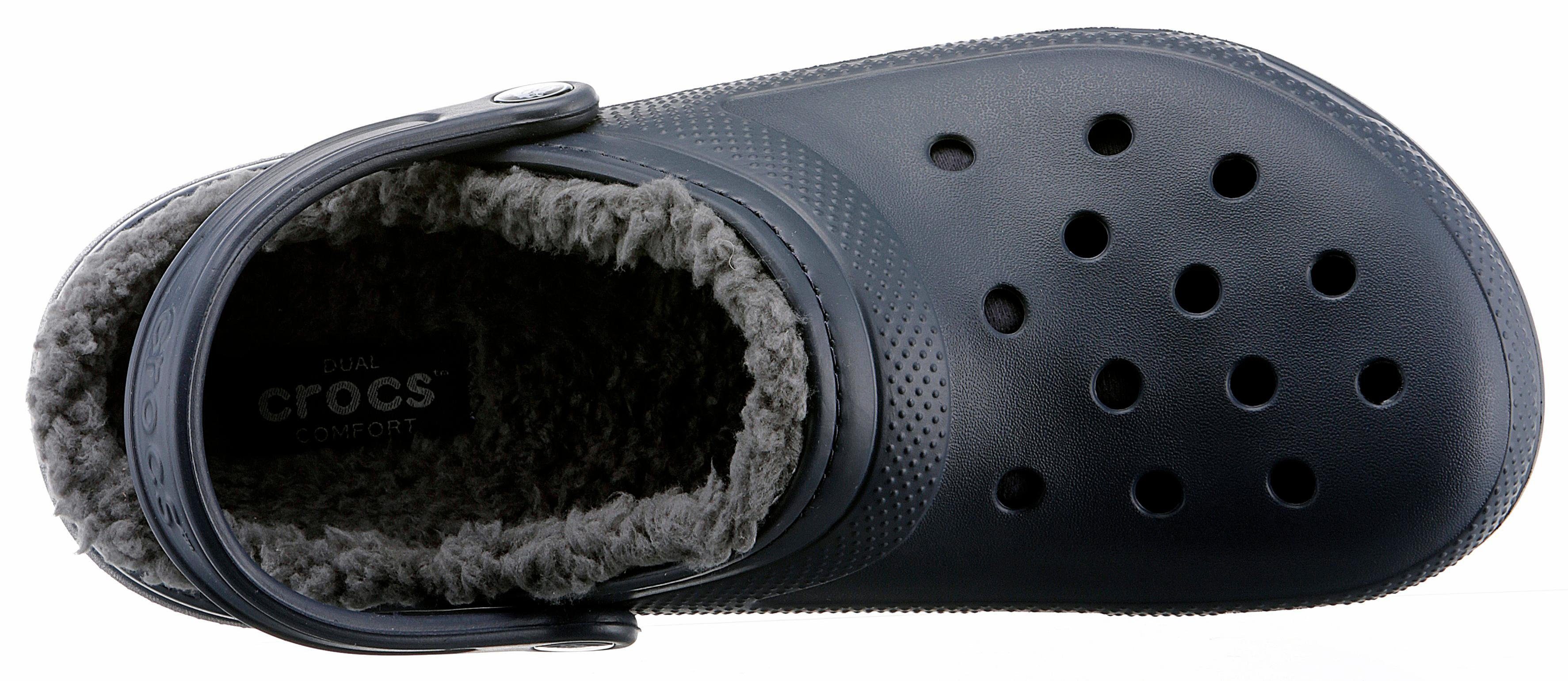 Crocs Classic Lined Clog mit navy-grau Hausschuh kuscheligem Fellimitat