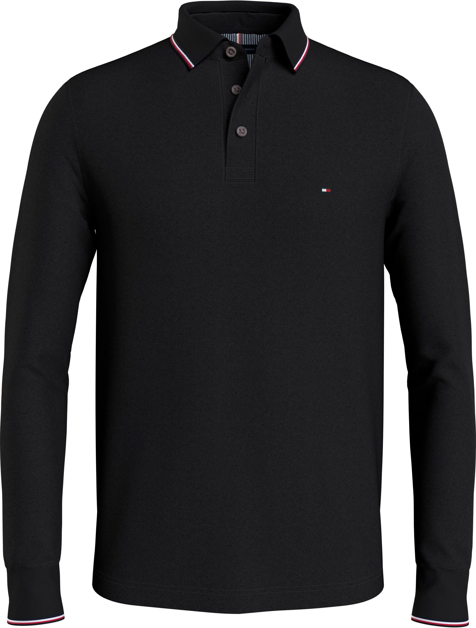 Tommy POLO aus Black weichem TIPPED RWB Poloshirt Hilfiger 1985 Samt LS SLIM