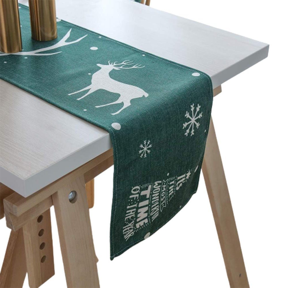 Tischläufer Tischdecke FELIXLEO rechteckige Tischläufer Baumwoll-Leinen Weihnachts 30*180cm