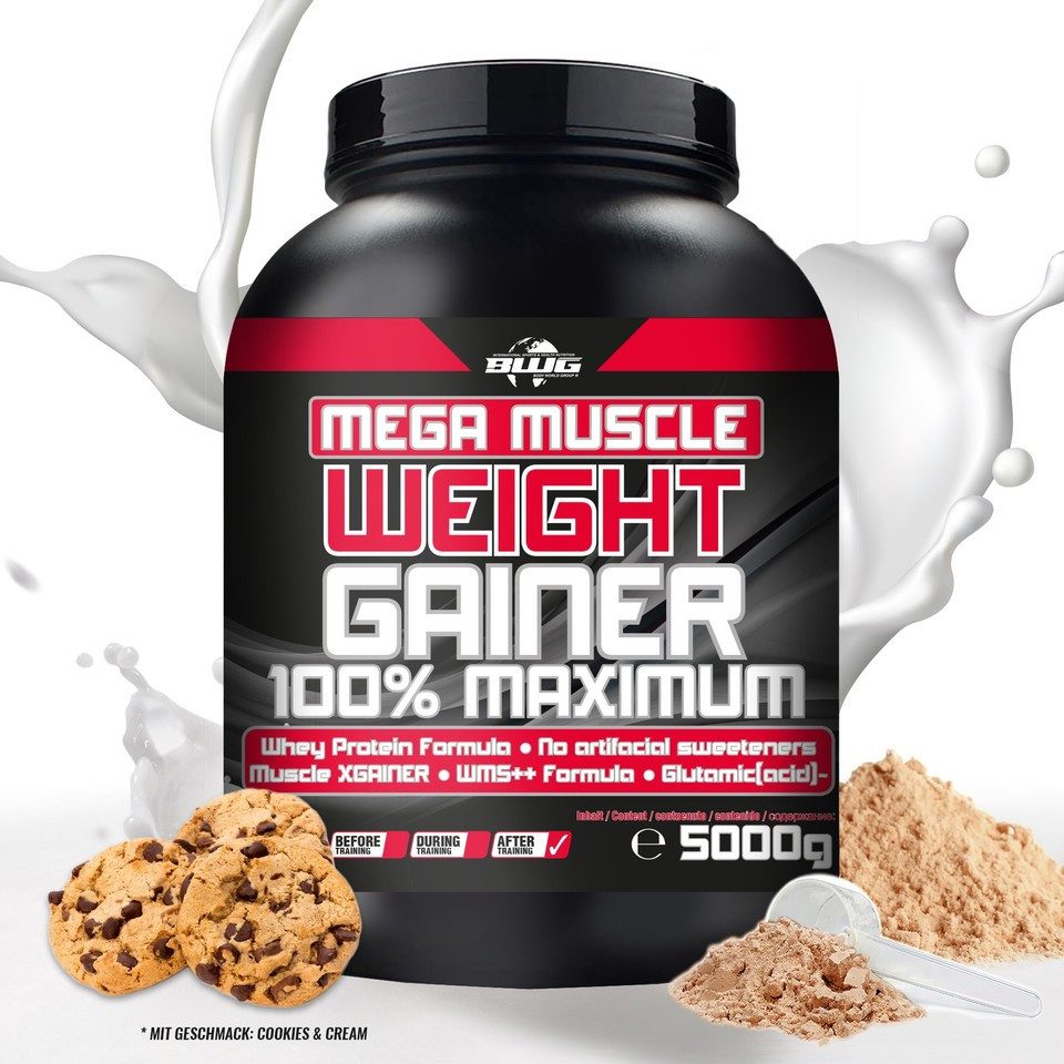 BWG BWG Mega Muscle Weight Gainer div. Geschmack 5000g - Made in Germany pur