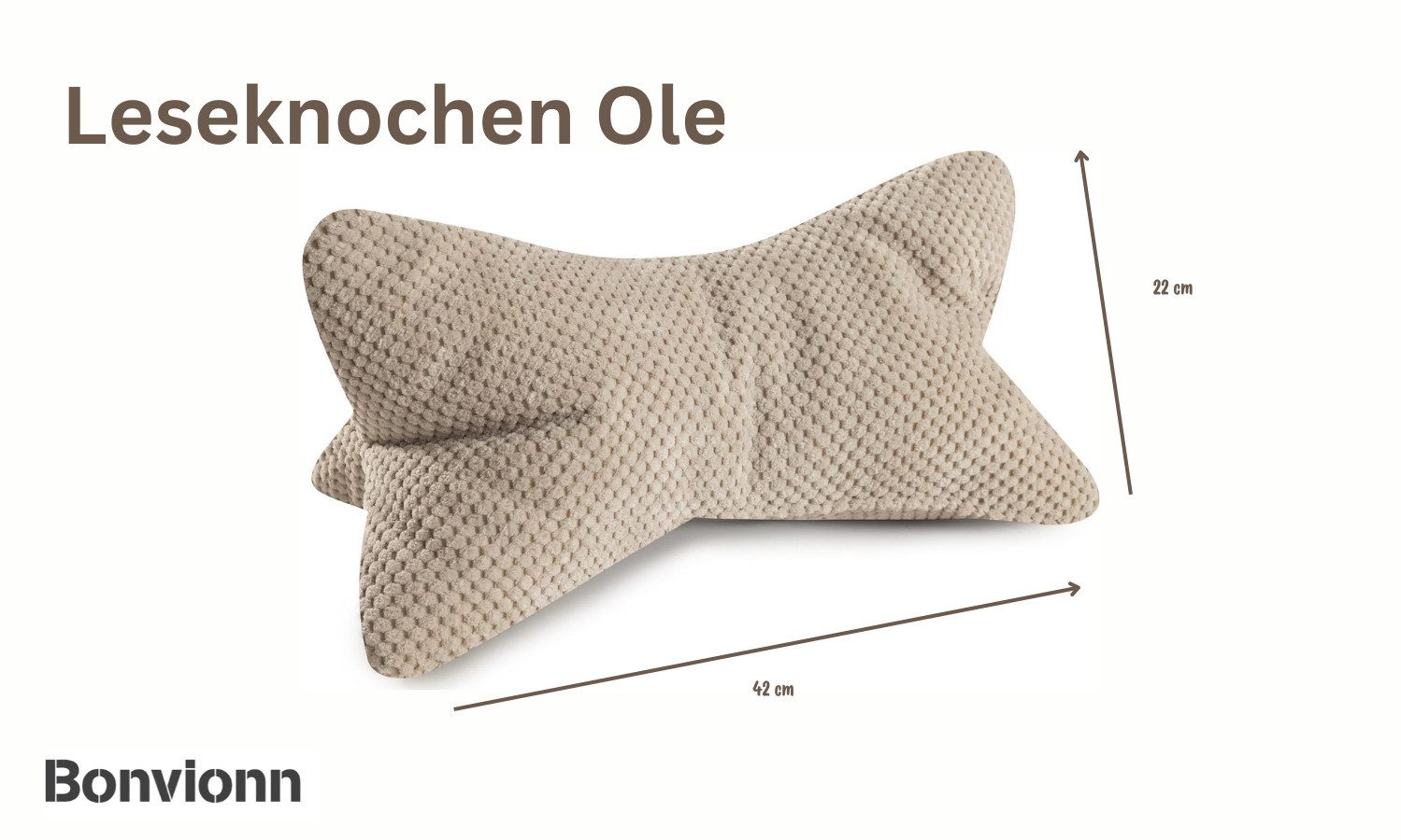 Bonvionn Dekokissen Leseknochen Ole ergonomische Form, flexible Stütze für Bücher, E-Books oder Tablets