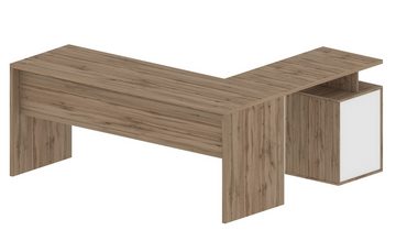 freiraum Eckschreibtisch Novara, in wotan eichefarben, Holzwerkstoff - 100x75x60 (BxHxT)