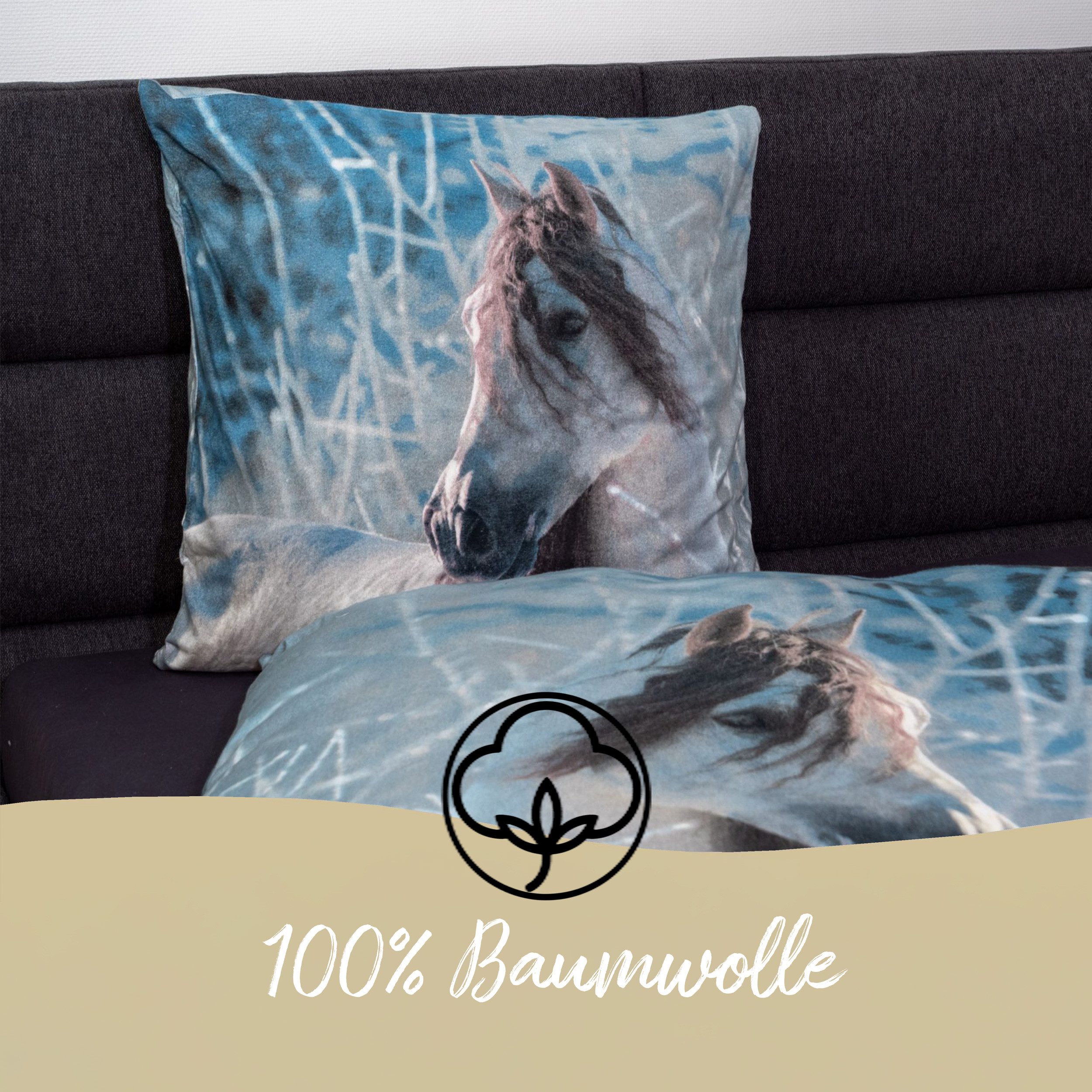 Traumschloss Bettwäsche Comfort Baumwolle, Flanell, 2 teilig, weißes Pferd günstig online kaufen