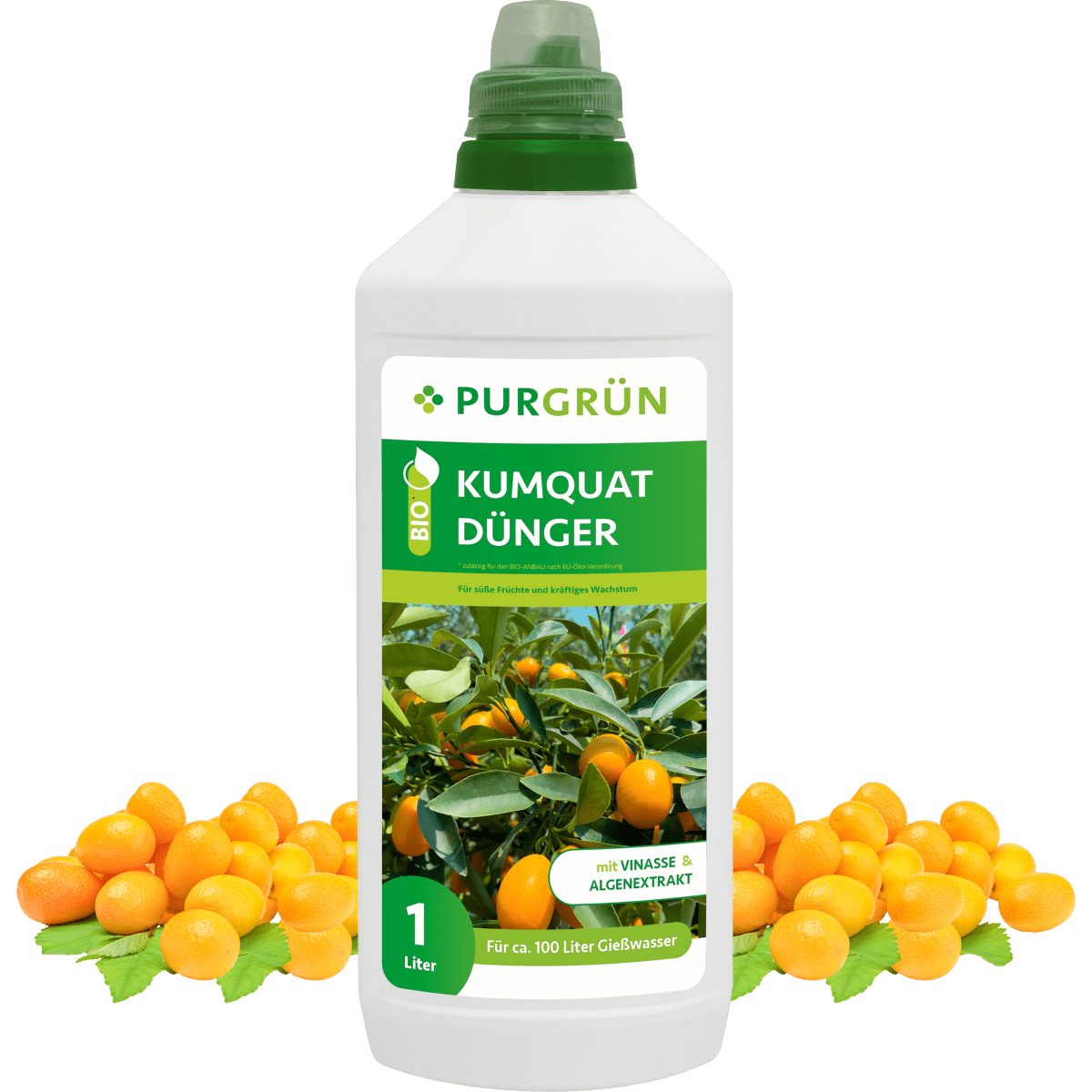 Obstdünger Purgrün Bio Kumquat Dünger, NPK 4+1+7, Algenextrakt, 1 Liter