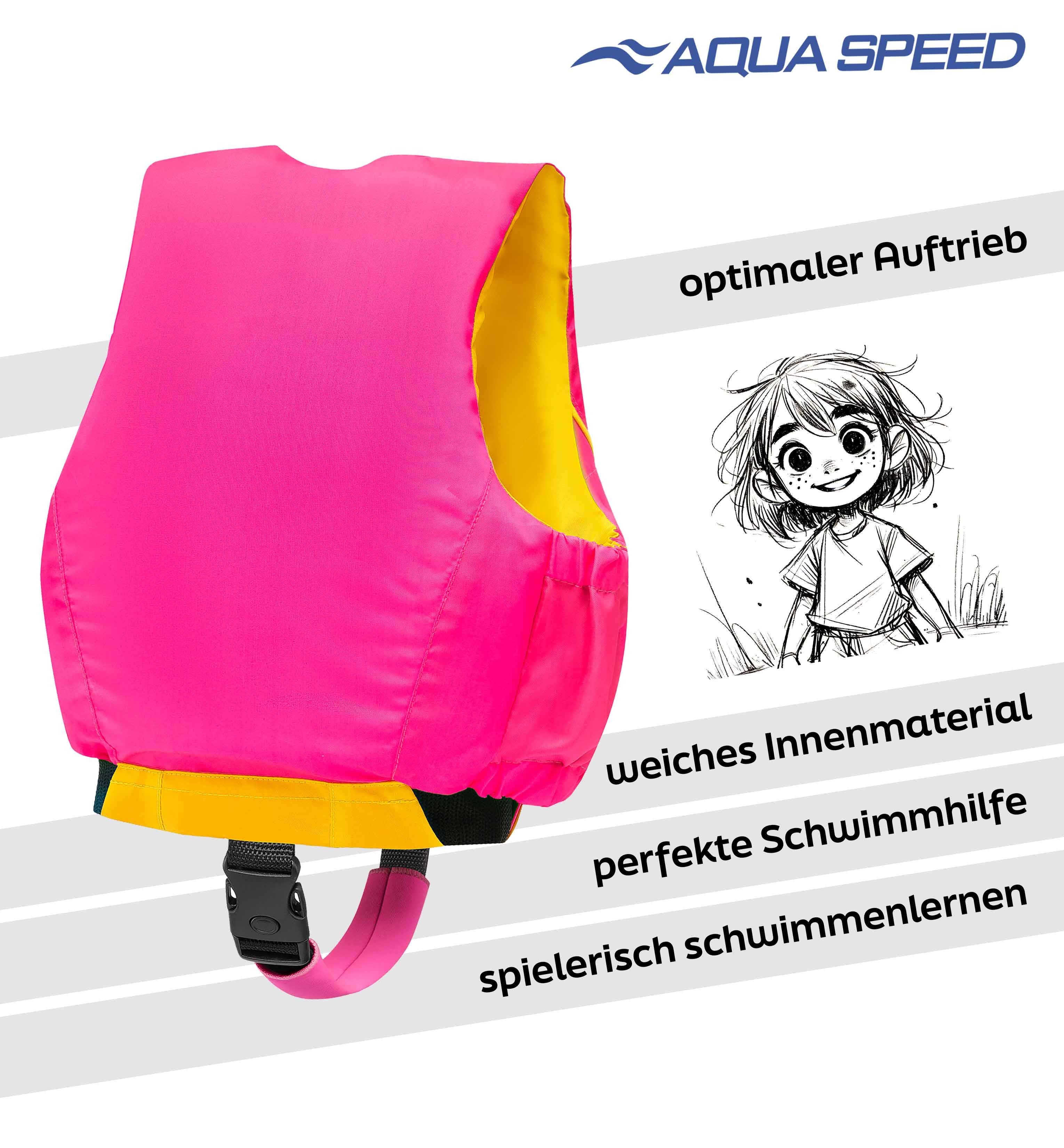 Aqua Speed Auftriebskörper Flytekraft Schwimmweste für Kinder 15-19 kg Sunset Pink (Weiches & strapazierfähiges Material für langanhaltenden Tragekomfort), Ergonomisches Design unterstützt eine natürliche Wasserlage