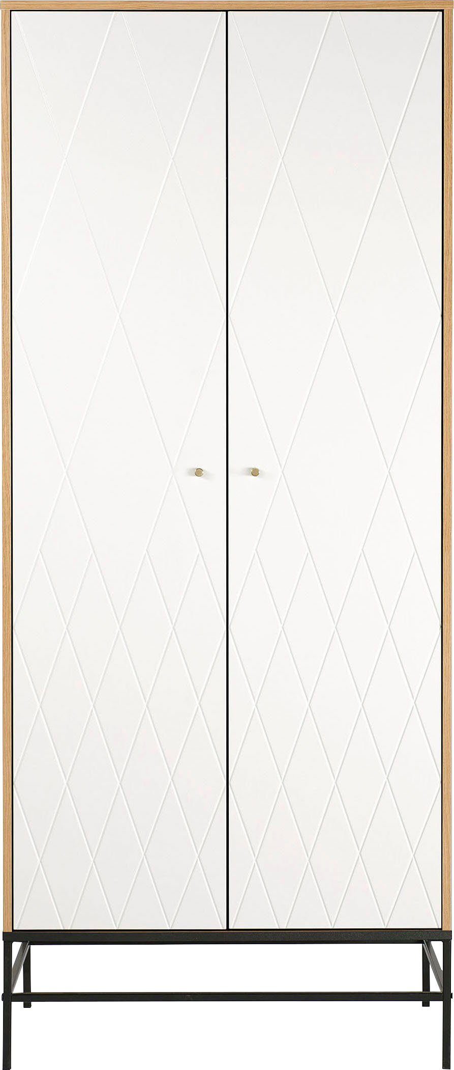 andas Kleiderschrank MIA Fräsungen in den Fronten, goldene Griffe, Breite 80 cm, FSC®