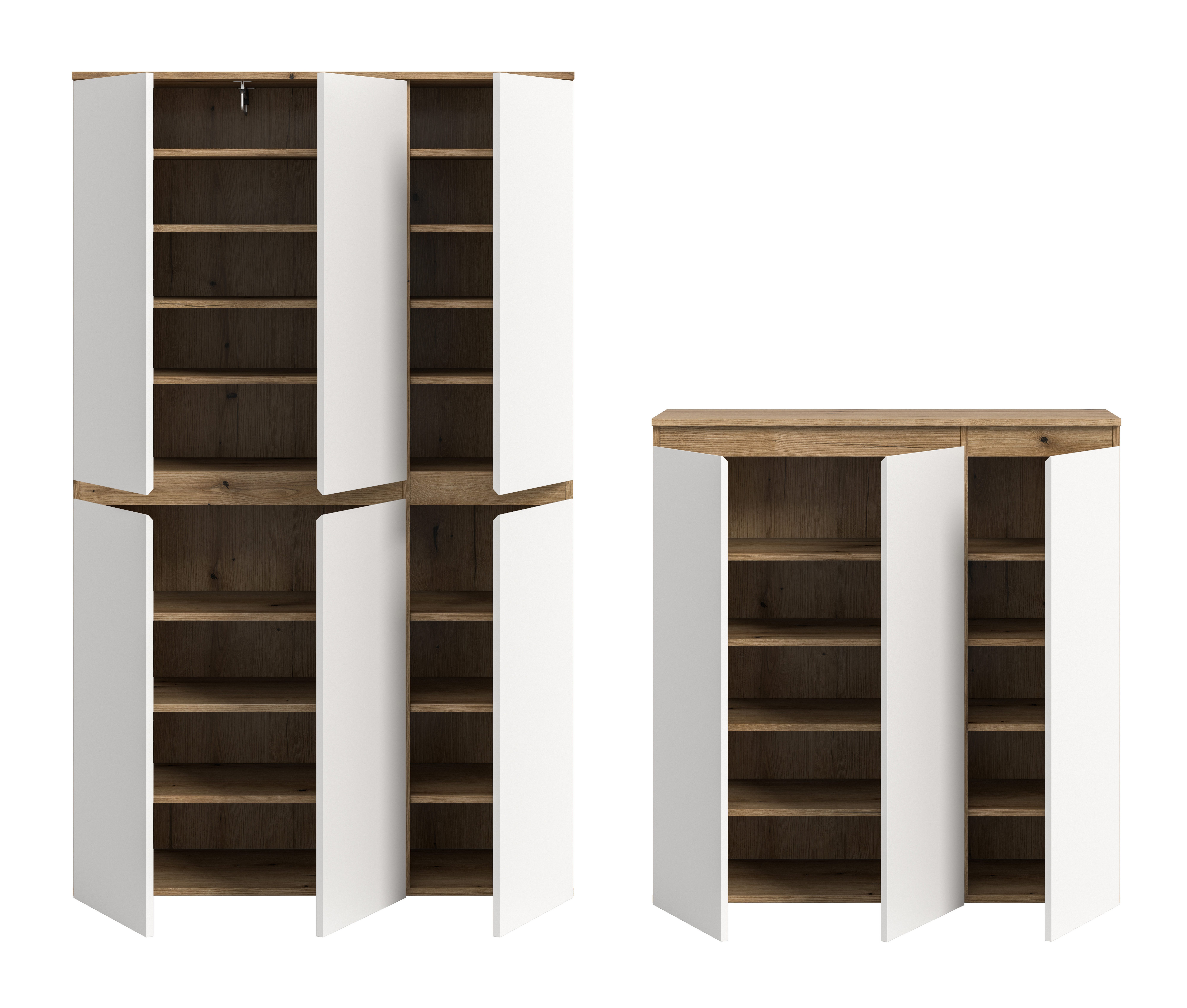 furnling Mehrzweckschrank-Set Sarca - in 5 trendigen Farben, (2-St., bestehend aus Kommode, Universalschrank), 1 Kleiderstange, großzügiger Stauraum durch 28 Fä – Bild 4 von 5