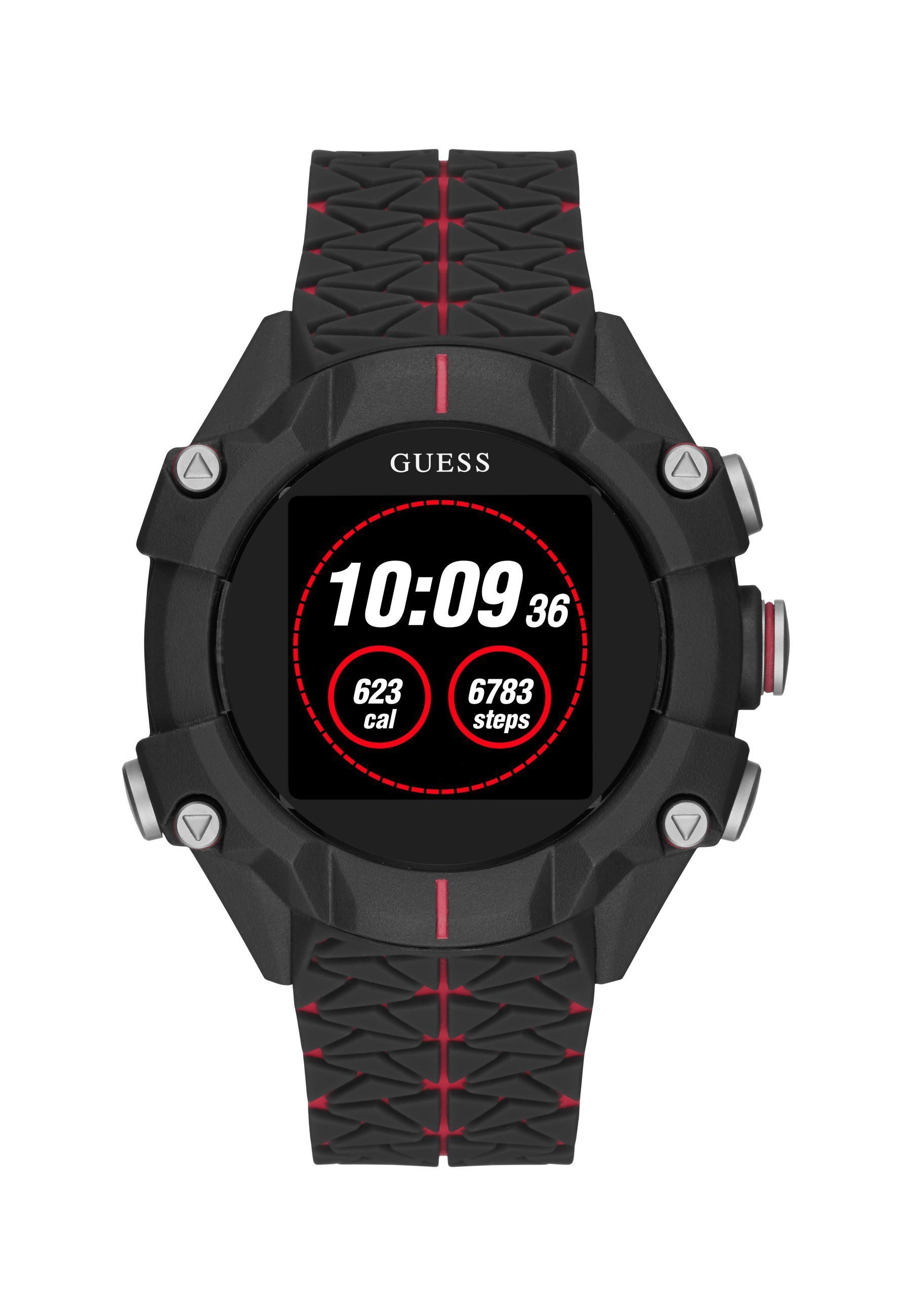 Guess Uhrenarmband REX, Gehäuse aus 100% Polycarbonat und ein Armband aus 100% Silikon