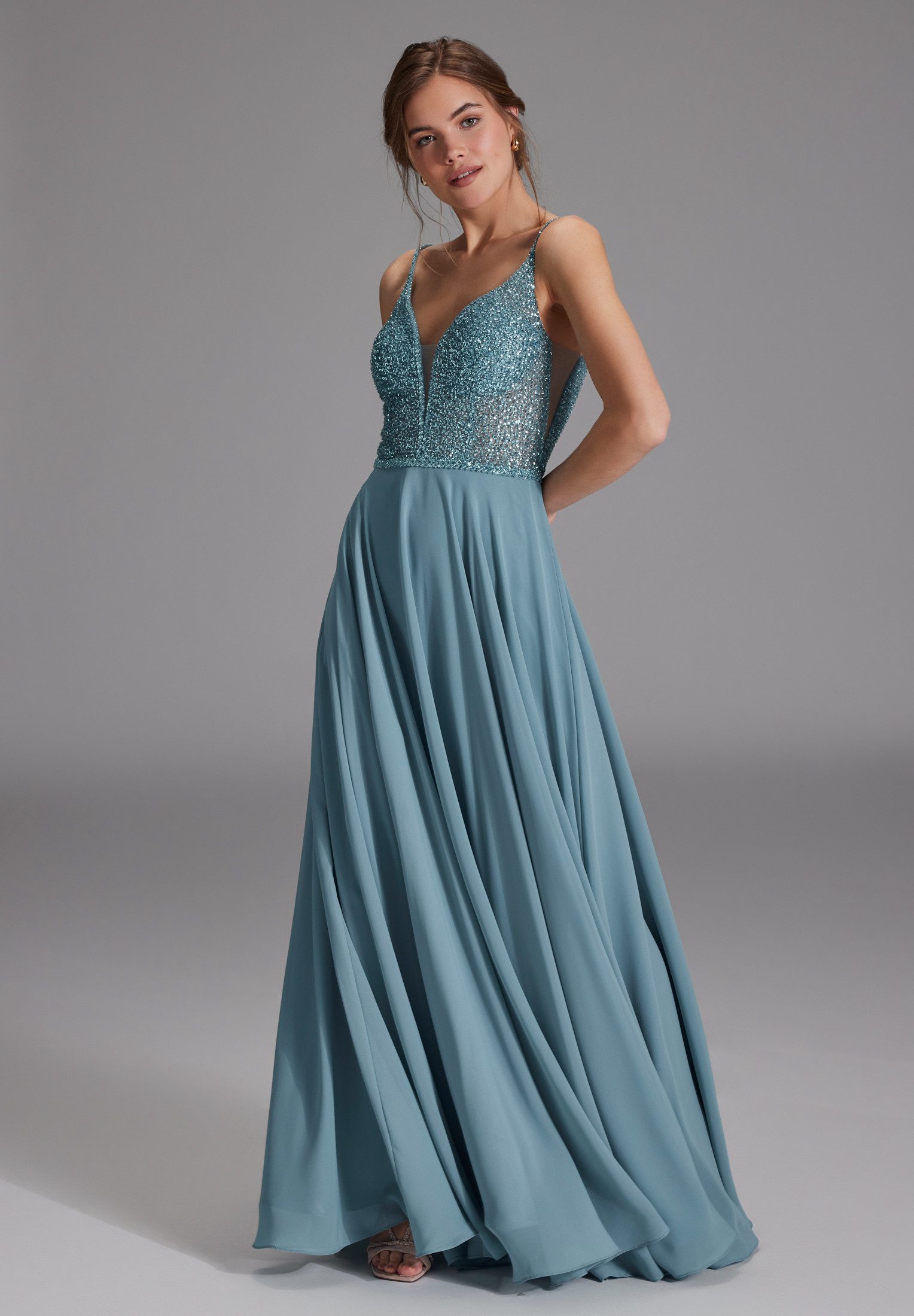 Hey Kyla Abendkleid - Abendkleid aus Materialmix Taillierter Schnitt mit ausgestelltem Rockteil – Bild 5 von 5