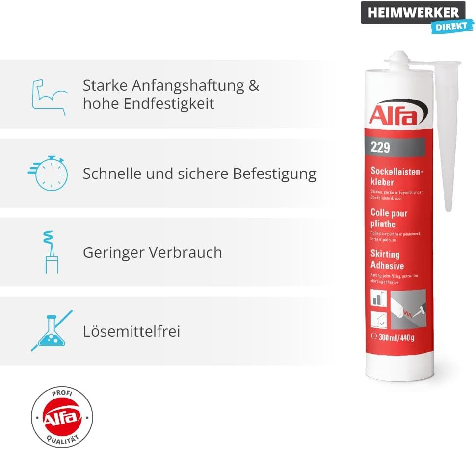 Alfa Parkettkleber Sockelleistenkleber 440 g Power günstig online kaufen