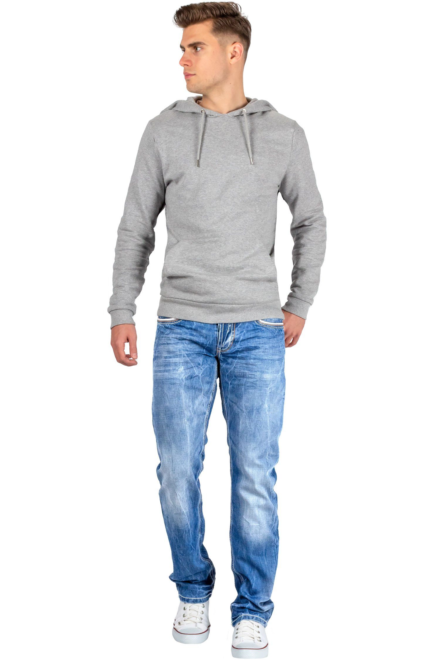 Cipo & Stonewashed mit Regular-fit-Jeans Ziernaht Effekt Baxx weißer BA-C0595 Hose