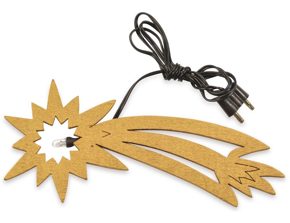 RIFFELMACHER & WEINBERGER Krippen-Zubehör LED Komet aus Holz 12cm 4.5V 78296, Gold - Bethlehem Stern (1 St)