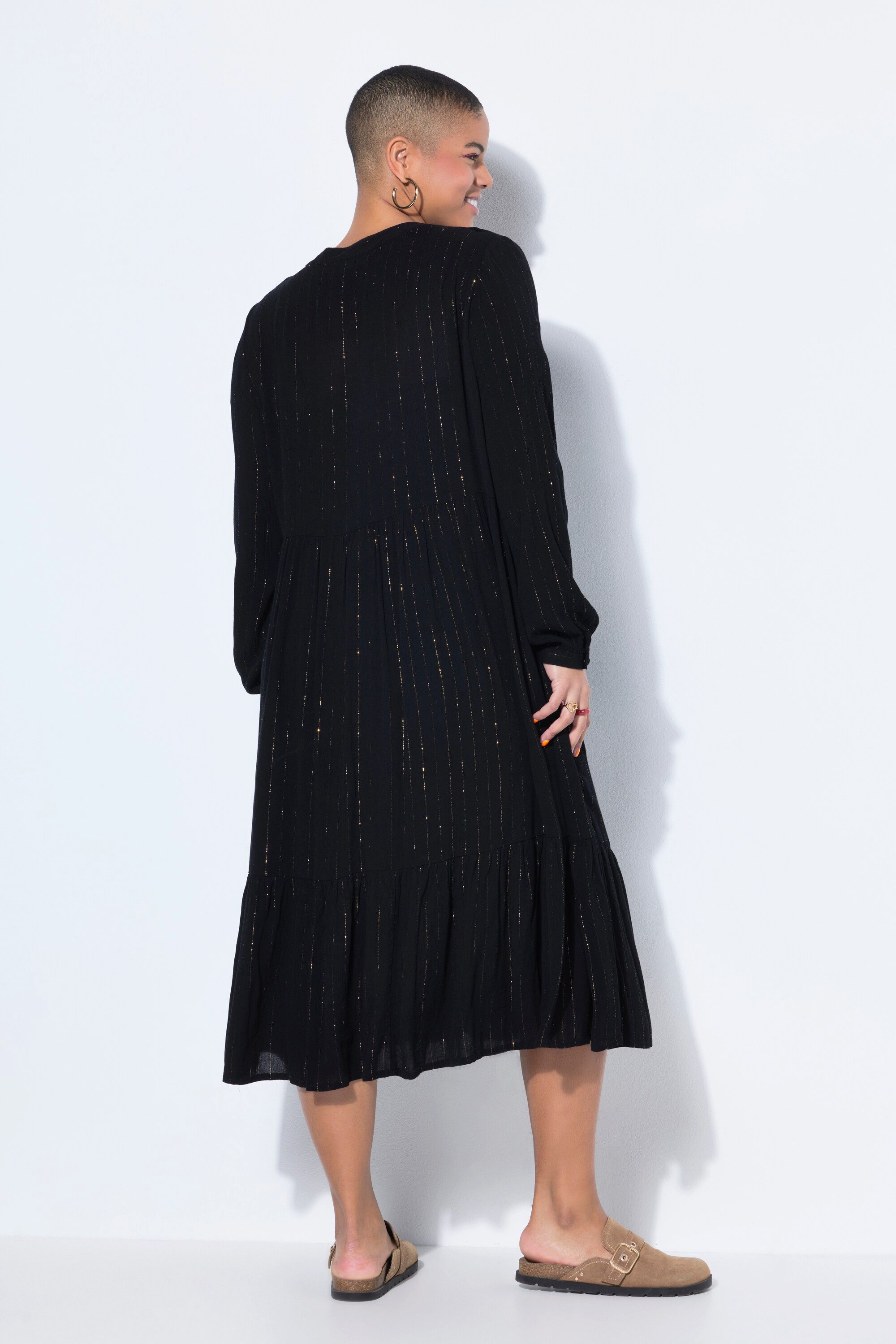 Studio Untold Jerseykleid Midikleid A-Linie Chiffon mit Glitzerstreifen